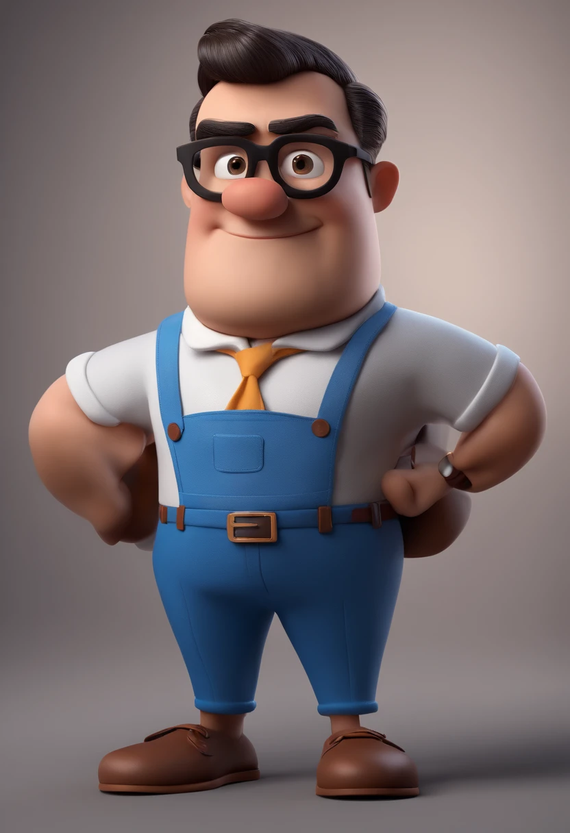 Cartoon character of a man with black glasses and a blue shirt, animation character, Caractere estilizado, animation style rendering, 3D estilizado, Arnold Maya render, 3 d render stylized, toon render keyshot, Personagem 3D, Personagem 3D, 3d rendering stylized, 3 d character render, personagem de desenho animado, Personagem de close up, Pose de personagem, (Estilo Pixar) (master part:1.2) (Bokeh) (best quality) (pele detalhada) (textura detalhada) (8k) (argila) (Cinematic lighting) (foco nítido