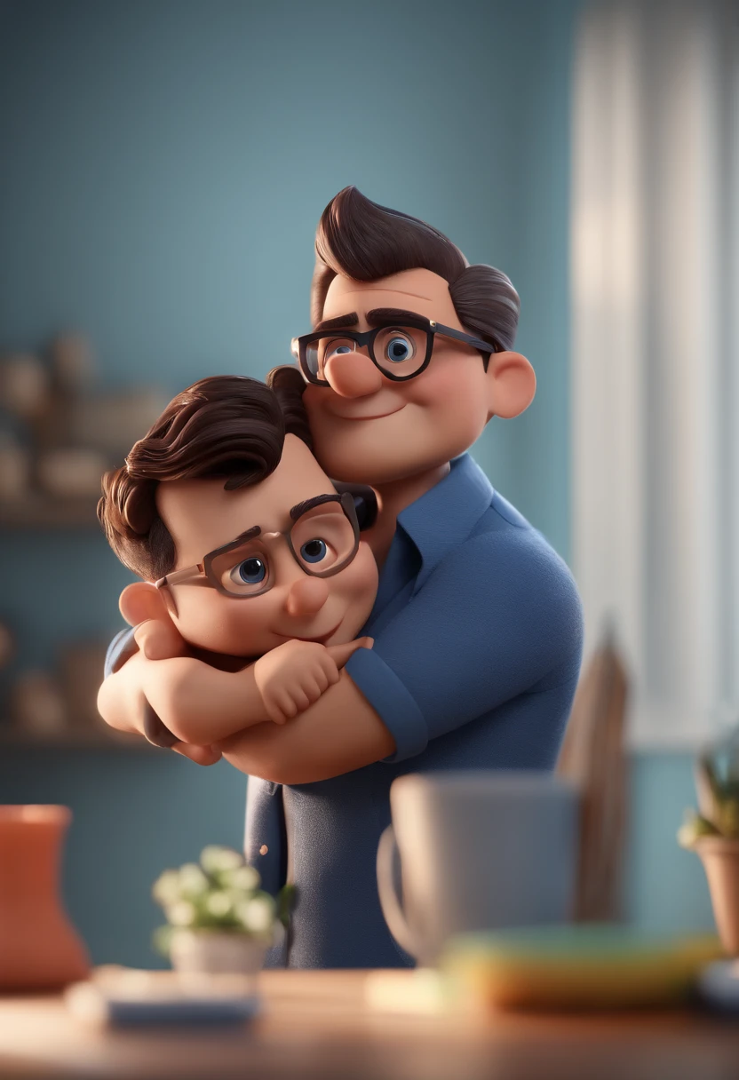 Cartoon character of a man with black glasses and a blue shirt, animation character, Caractere estilizado, animation style rendering, 3D estilizado, Arnold Maya render, 3 d render stylized, toon render keyshot, Personagem 3D, Personagem 3D, 3d rendering stylized, 3 d character render, personagem de desenho animado, Personagem de close up, Pose de personagem,  (Estilo Pixar) (master part:1.2) (Bokeh) (best quality) (pele detalhada) (textura detalhada) (8k) (argila) (Cinematic lighting) (foco nítido