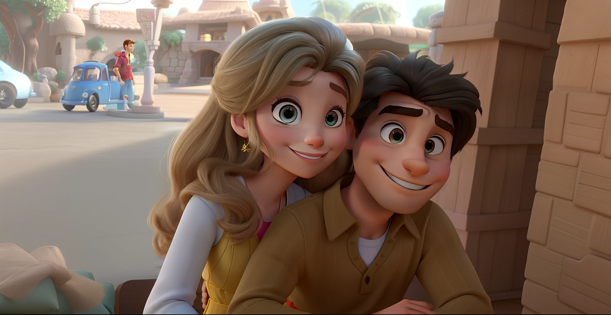 casal homem e mulher no estilo Disney Pixar, alta qualidade, melhor qualidade