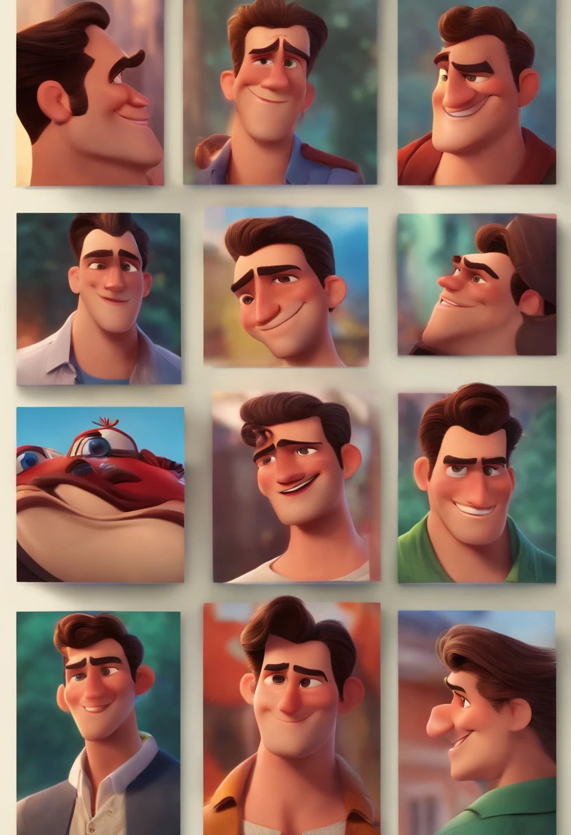 Personagem Disney Pixar, homem, sexo masculino, rosto um pouco fino, imagem 3x4, corpo atletico