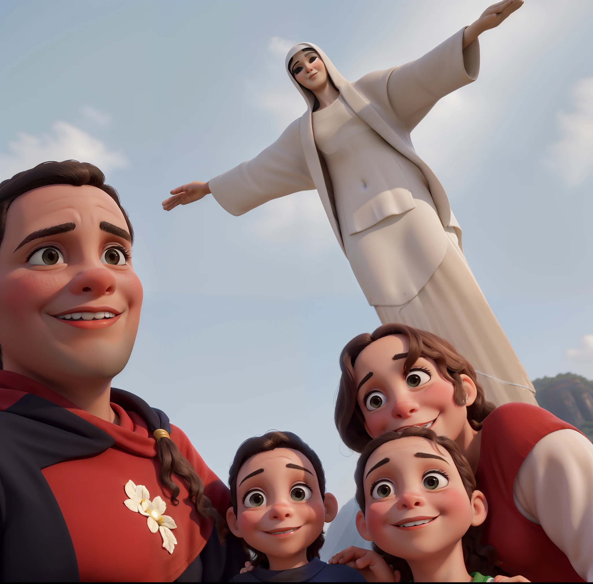 Obra-prima, de melhor qualidade, um pai, uma filha, um filho, a mother in Christ the Redeemer