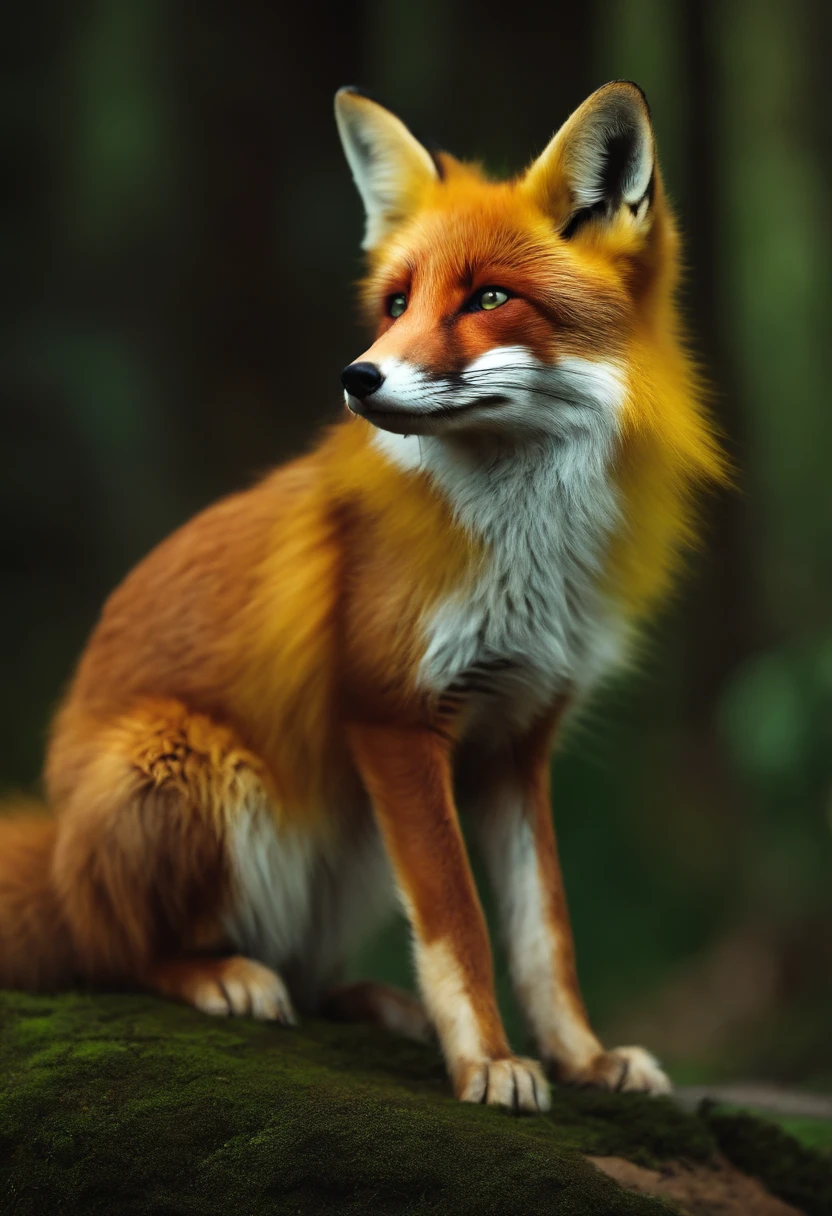 Green Fox Sitting,4K