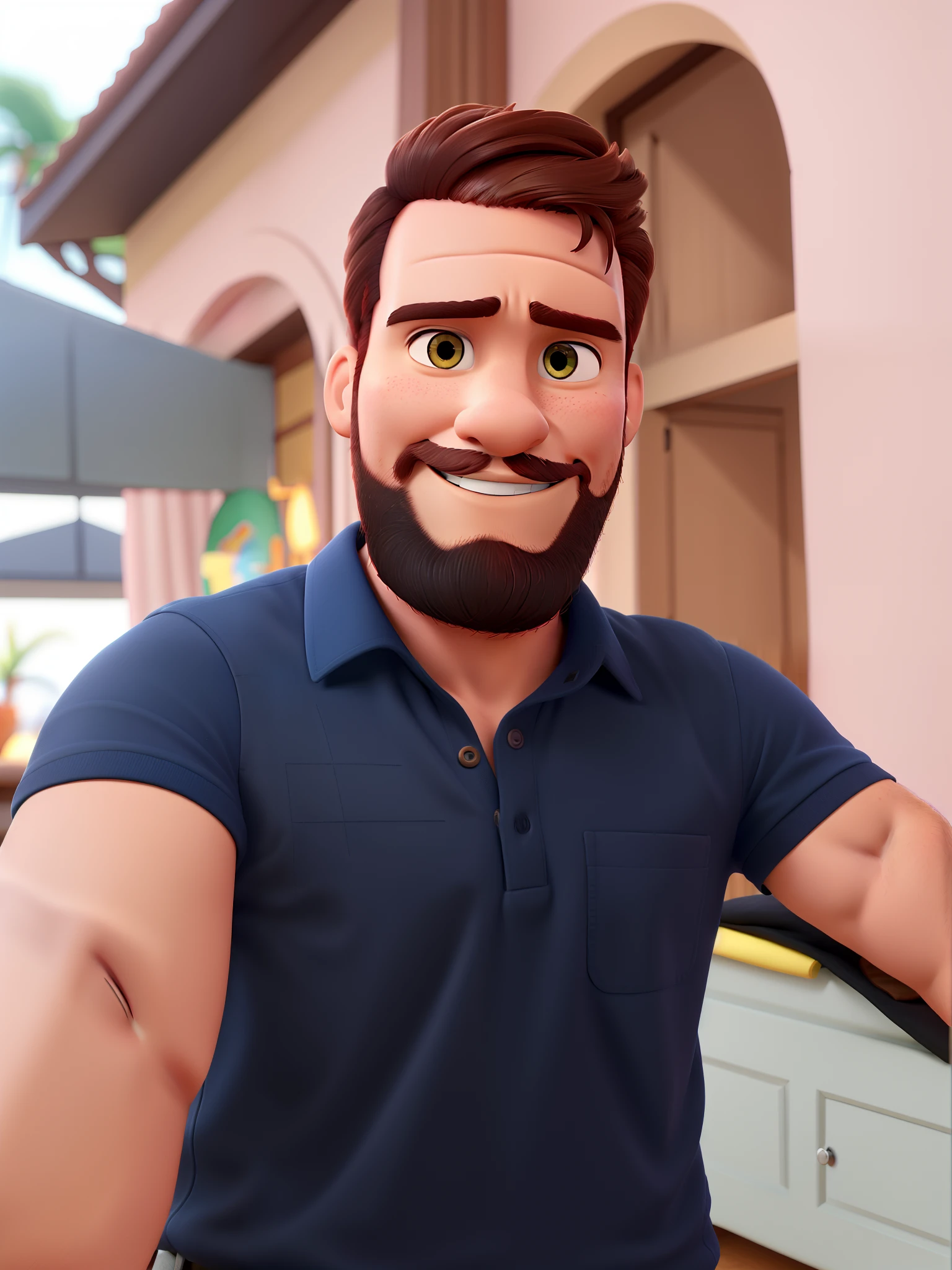 Um homem moreno, estilo personagem Disney pixar, alta qualidade, melhor qualidade