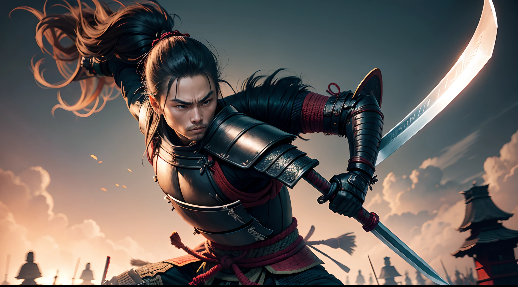 Samurai holding a sword in the upper row　battle --auto