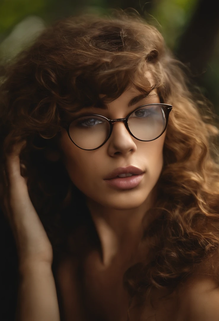 Um rapaz de , corpo inteiro, com cabelos castanhos escuro e curtos,face de diamante, olhar rigoroso, e olhos castanhos escuro, eyeglass, without clothes and with an erect penis.