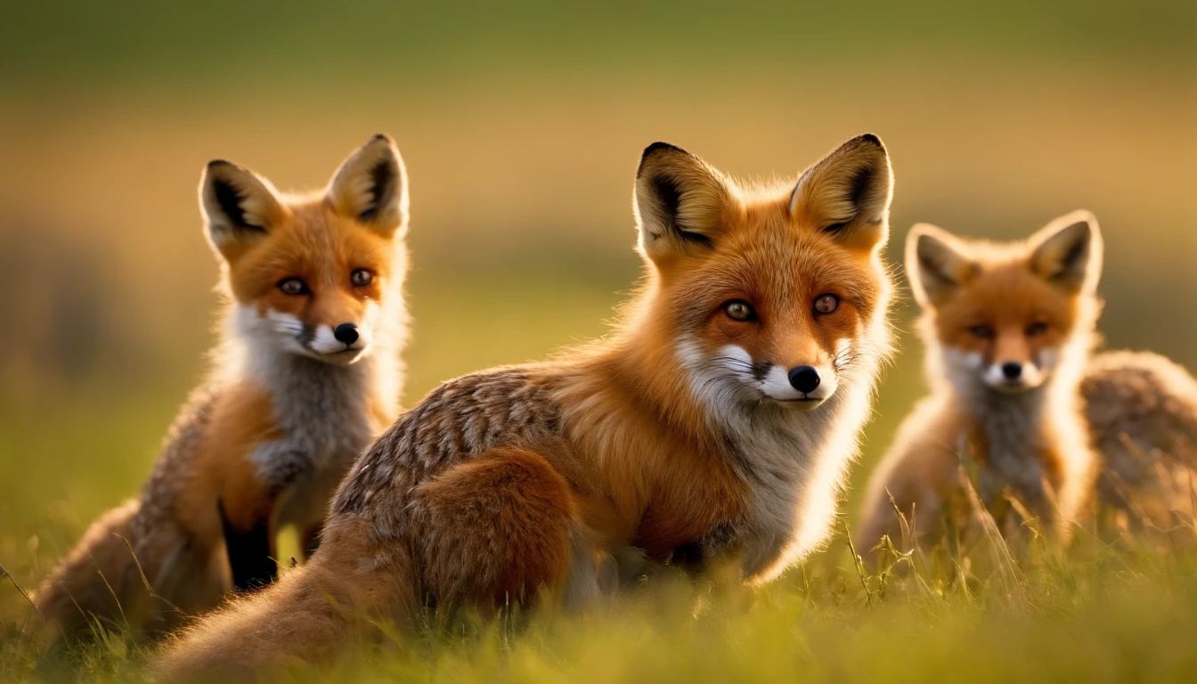 "Por favor, Create a hyper-realistic photographic image that shows 300 foxes in a field, super detalhista e realista