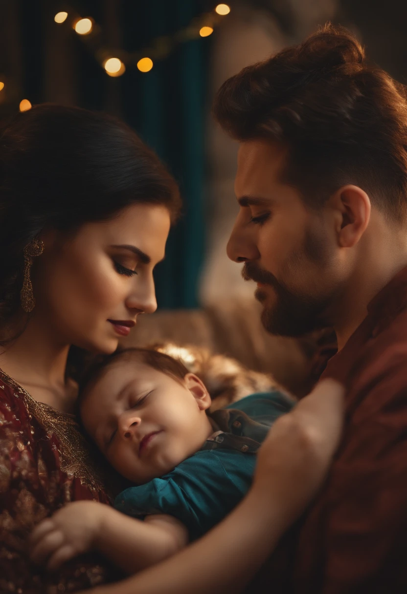 crie uma familia de 3 pessoas um homem uma mulher e um formando letra M