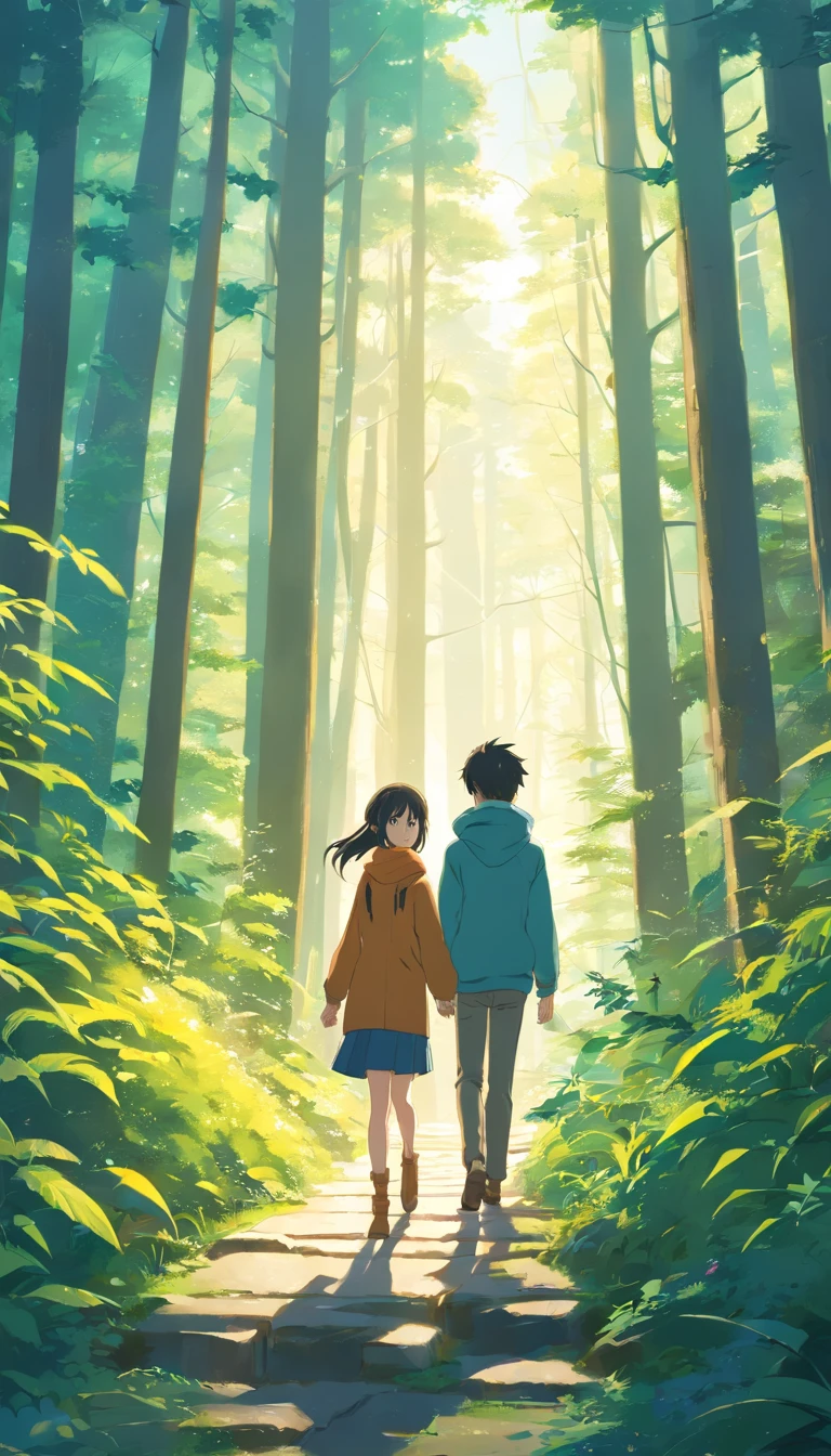 casal de goticos se despedem de forma triste em meio a uma nevasca, uma casa vitoriana e uma floresta branca ao fundo estilo anime antigo