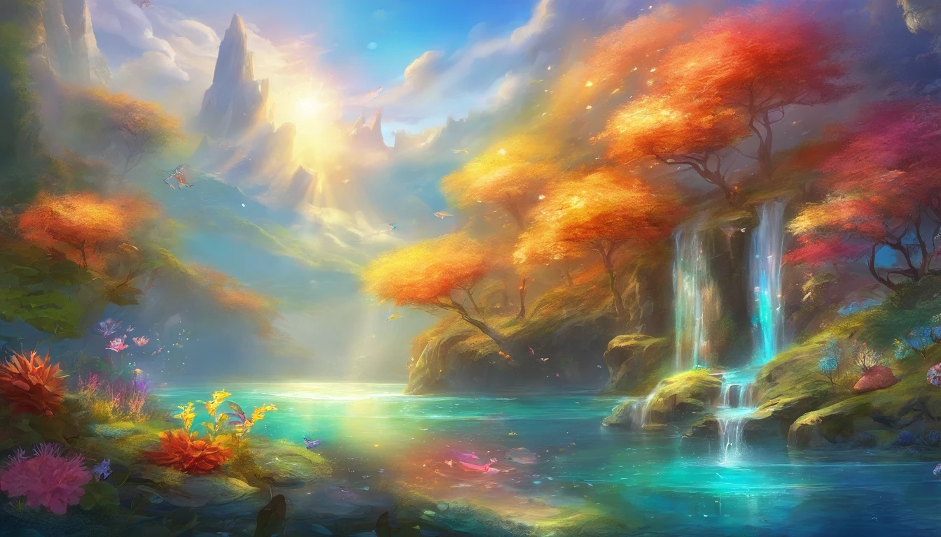 shining sunlight reflecting on the surface, graceful swimming strokes, sparkling water droplets, underwater world, colorful coral reefs, tranquil and peaceful atmosphere, best quality, ultra-detailed, realistic, hydrodynamic motion, fluid movements, vibrant colors, playful light rays, underwater beauty, Transparent blue