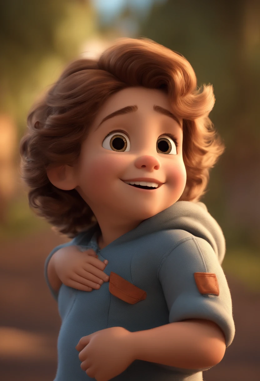 a happy cute standing short hair, vestindo uma fantasia espacial, , fundo branco, barnet, Tom, Estilo Pixar, ....3d, desenhos animados, rosto detalhado, asymmetrical 16k homem de 28 anos, cabelo escuro, olhos castanhos claros, em uma avenida movimentada, com roupas sociais, terno, estilo pixar, realista