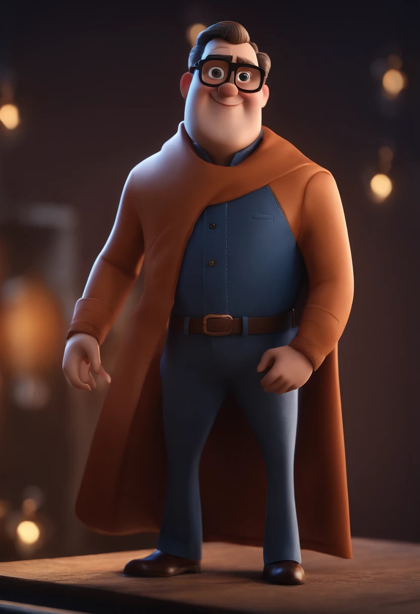 Cartoon character of a man with black glasses and a blue shirt, animation character, Caractere estilizado, animation style rendering, 3D estilizado, Arnold Maya render, 3 d render stylized, toon render keyshot, Personagem 3D, Personagem 3D, 3d rendering stylized, 3 d character render, personagem de desenho animado, Personagem de close up, Pose de personagem, (Estilo Pixar) (master part:1.2) (Bokeh) (best quality) (pele detalhada) (textura detalhada) (8k) (argila) (Cinematic lighting) (foco nítido