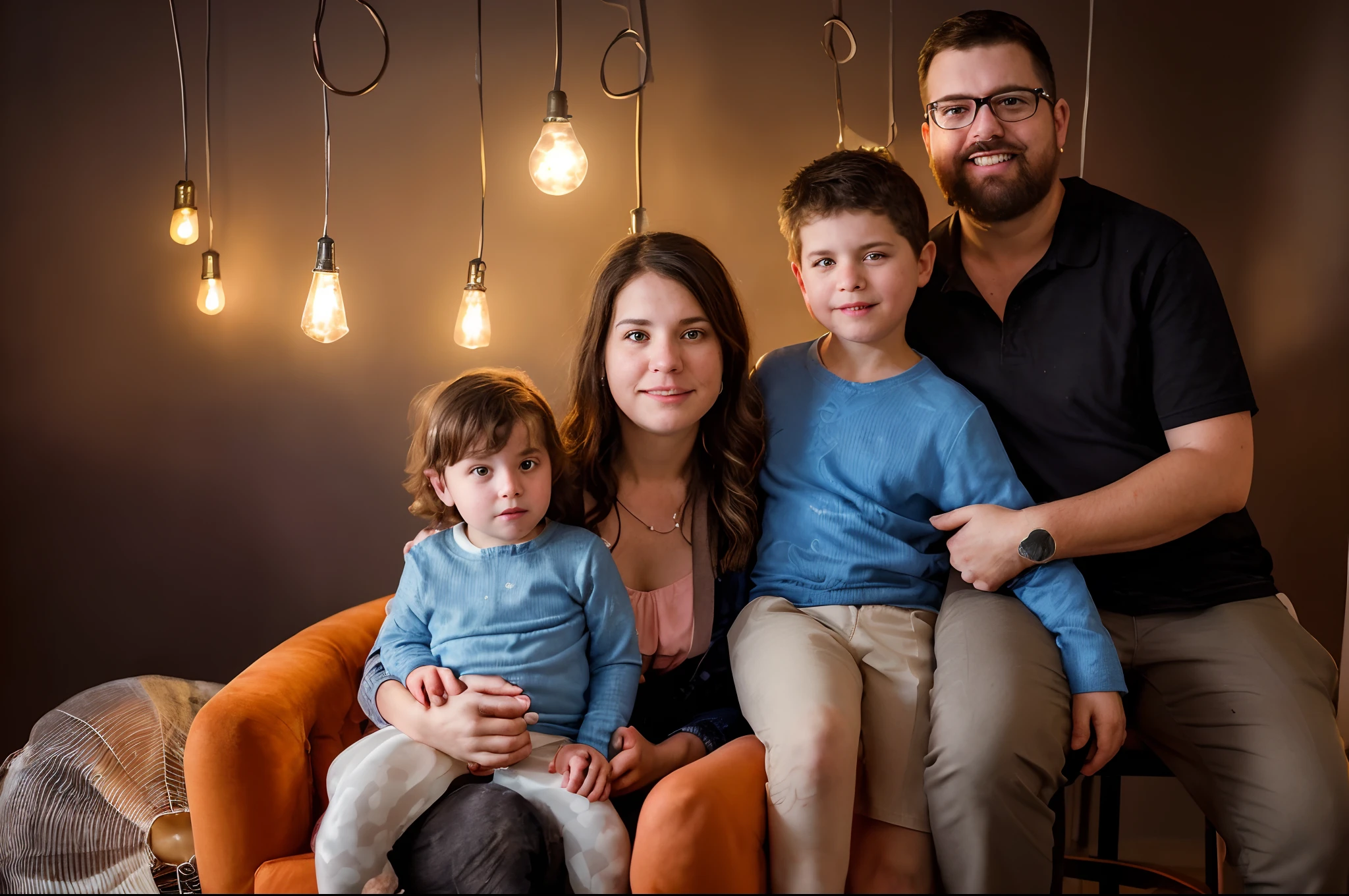 Eine Mama, ein Papa, ein Kind im Alter von 3 jahre