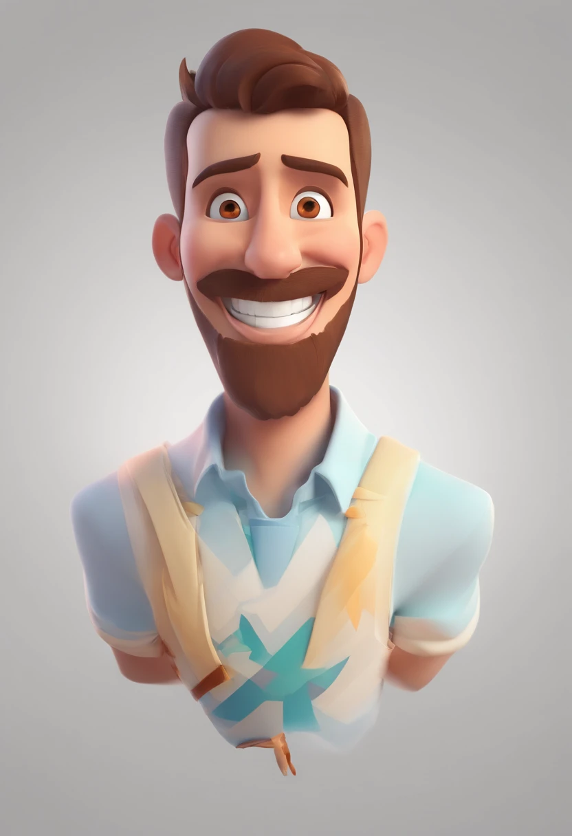 Smiling Man Illustration, sorriso insano, Homem de pele marrom com um sorriso gigante, happily smiling at the camera, sorriso atrevido, he's smiling, sorriso muito grande, Macho sorridente, foto de perfil headshot, rindo sorriso enorme, desenhando no estilo de Arte 3D, c4d, fundo de cor branco puro, estilo disney, estilo pixar render ilustracao Super Detalhe, 8k