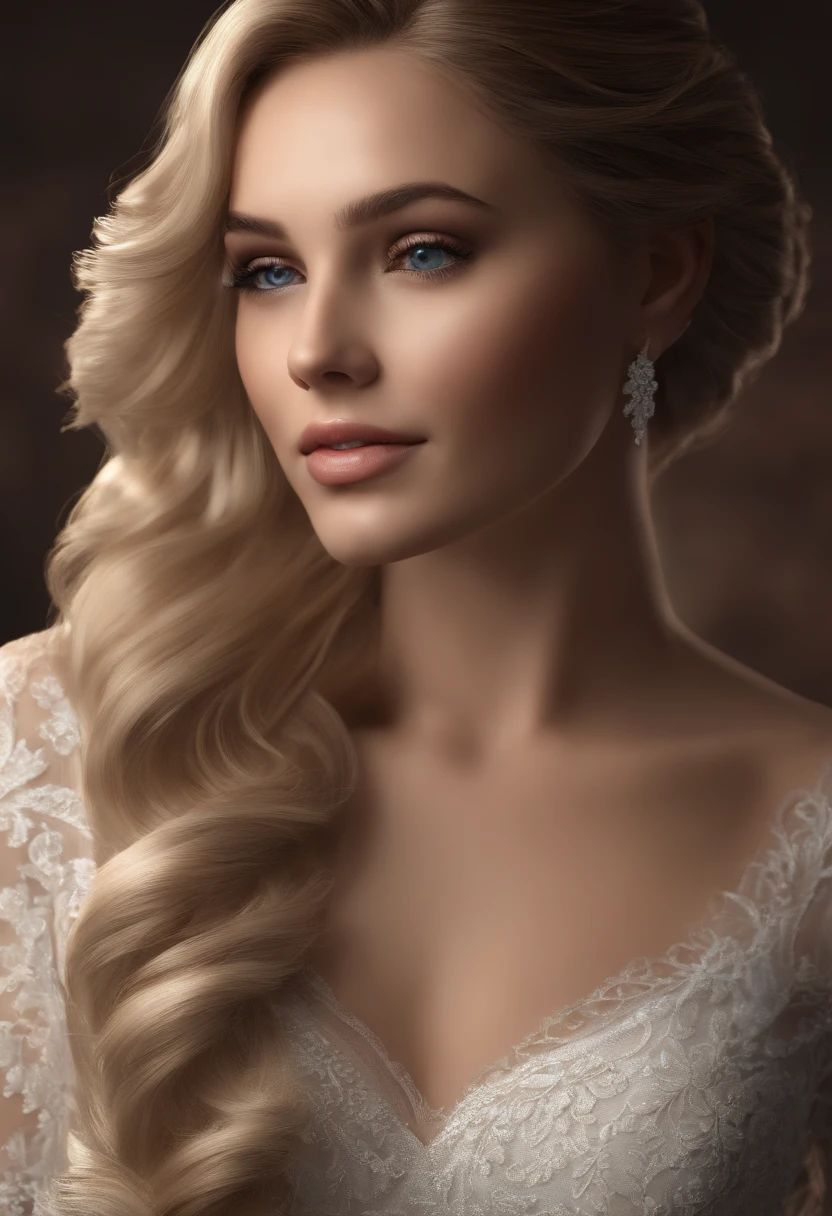 (best quality, master part:1.2), ultra high-resolution, Realistic, frontlighting, detalhes intrincados, Detalhes e texturas requintados, 1girl, sozinho ,(jovem), Destaque facial, parte superior do corpo, Rosto detalhado, tear mole, pele branca, cabelos prateados, rabo-de-cavalo, braid hair, Olhando para o Viewer, olhos grandes, manto de seda, (hollow pattern, Branco, seda), Brincos, seios pequenos, corpo magro, Quarto Luxo, professional lighting, photon maping, radiosidade, Physically-based rendering,
