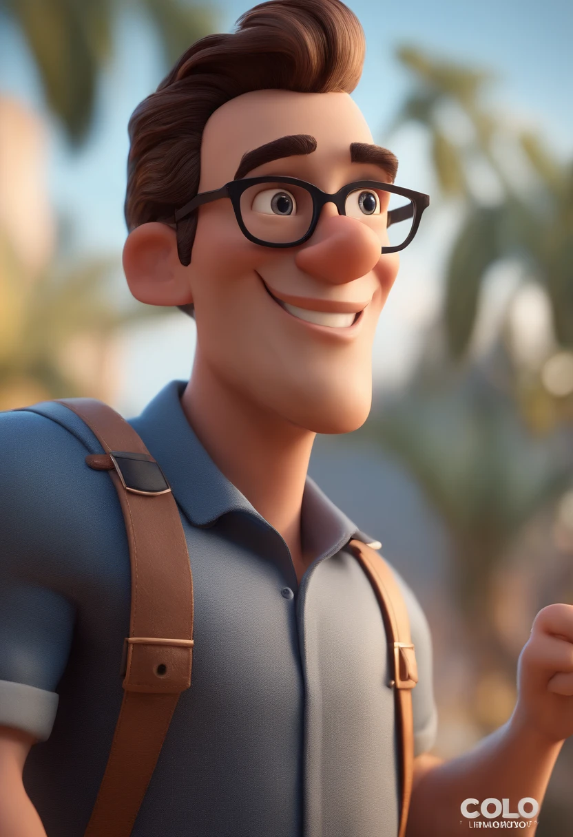 Cartoon character of a man with black glasses and a blue shirt, animation character, Caractere estilizado, animation style rendering, 3D estilizado, Arnold Maya render, 3 d render stylized, toon render keyshot, Personagem 3D, Personagem 3D, 3d rendering stylized, 3 d character render, personagem de desenho animado, Personagem de close up, Pose de personagem, (Estilo Pixar) (master part:1.2) (Bokeh) (best quality) (pele detalhada) (textura detalhada) (8k) (argila) (Cinematic lighting) (foco nítido