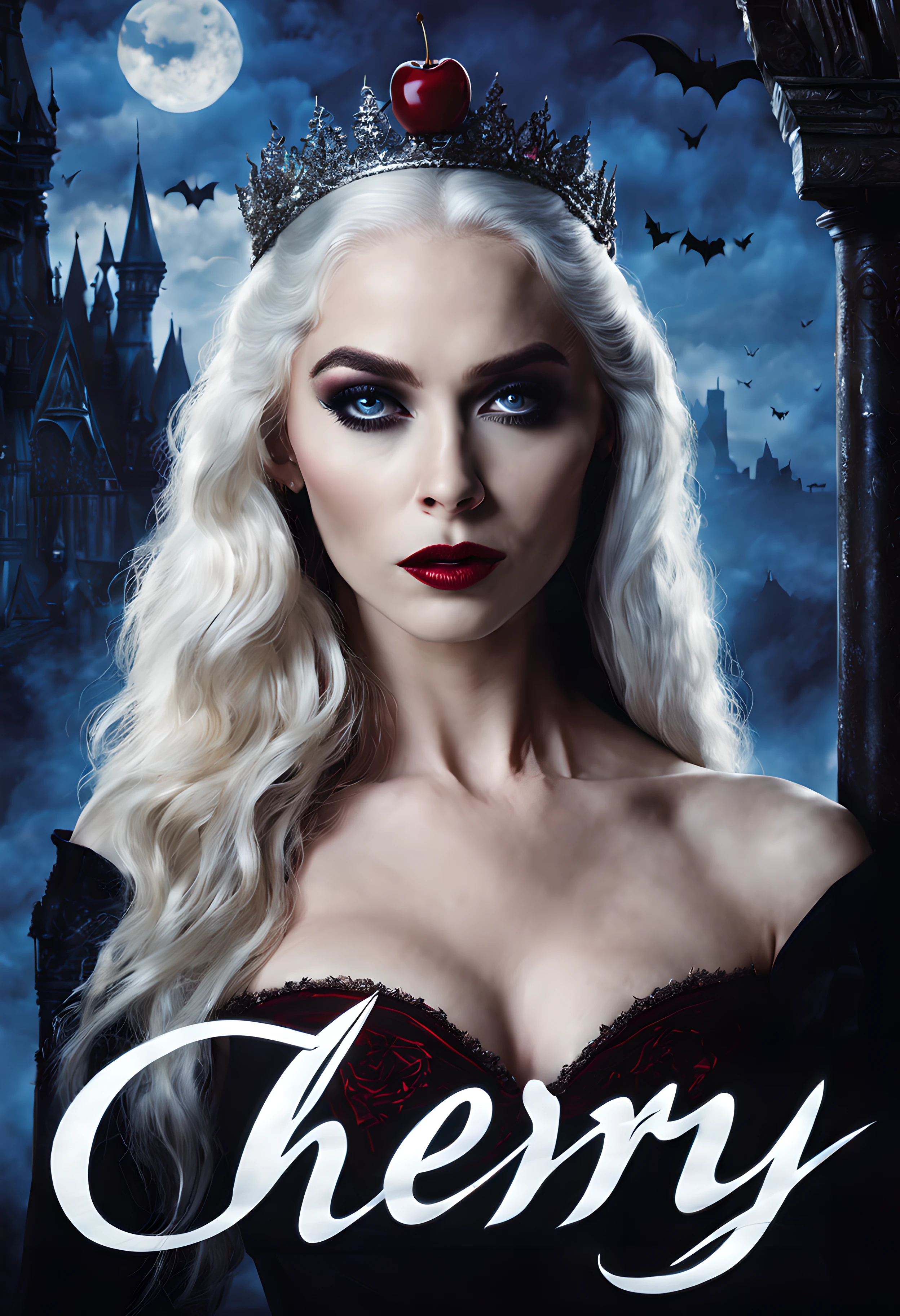 design de camisetas, 2d illustration, (((toma de cuerpo entero))), (NSFW), Arte centrada,3 dragones al fondo escupiendo fuego., La cara de L4L4, British actress White Hair from Game of Thrones, Gothic Colors, climate of tension and terror, Adobe Illustration, tendencia en artstation, 8k, disco Rigido, parte maestra, hermoso arte, detalles intrincados , -