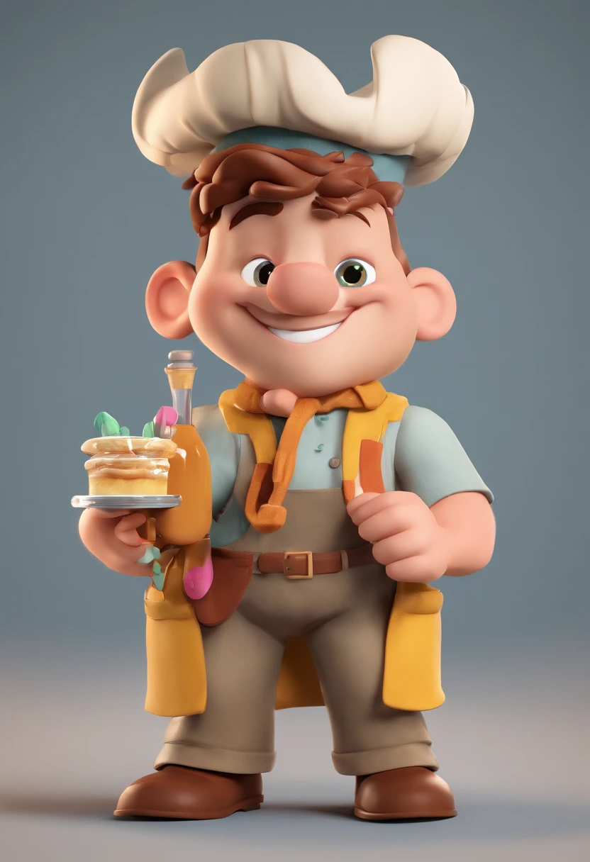 Personagem de desenho animado de um homem usando roupa de chef de cozinha branca com nome do instituto gourmet,Brunette man with tattoo on the arm of a Nordic compass on the right arm and with goatee and with hair cut with jackfruit cut, um personagem animado, Caractere estilizado, animation style rendering, 3D estilizado, Arnold Maya render, 3 d render stylized, toon render keyshot, Personagem 3D, Personagem 3D, 3d rendering stylized, 3 d character render, personagem de desenho animado, Personagem de close up, Pose de personagem, (Estilo Pixar) (master part:1.2) (Bokeh) (best quality) (pele detalhada) (textura detalhada) (8k) (argila) (Cinematic lighting) (foco nítido,Senta e vaza a parte superior do corpo