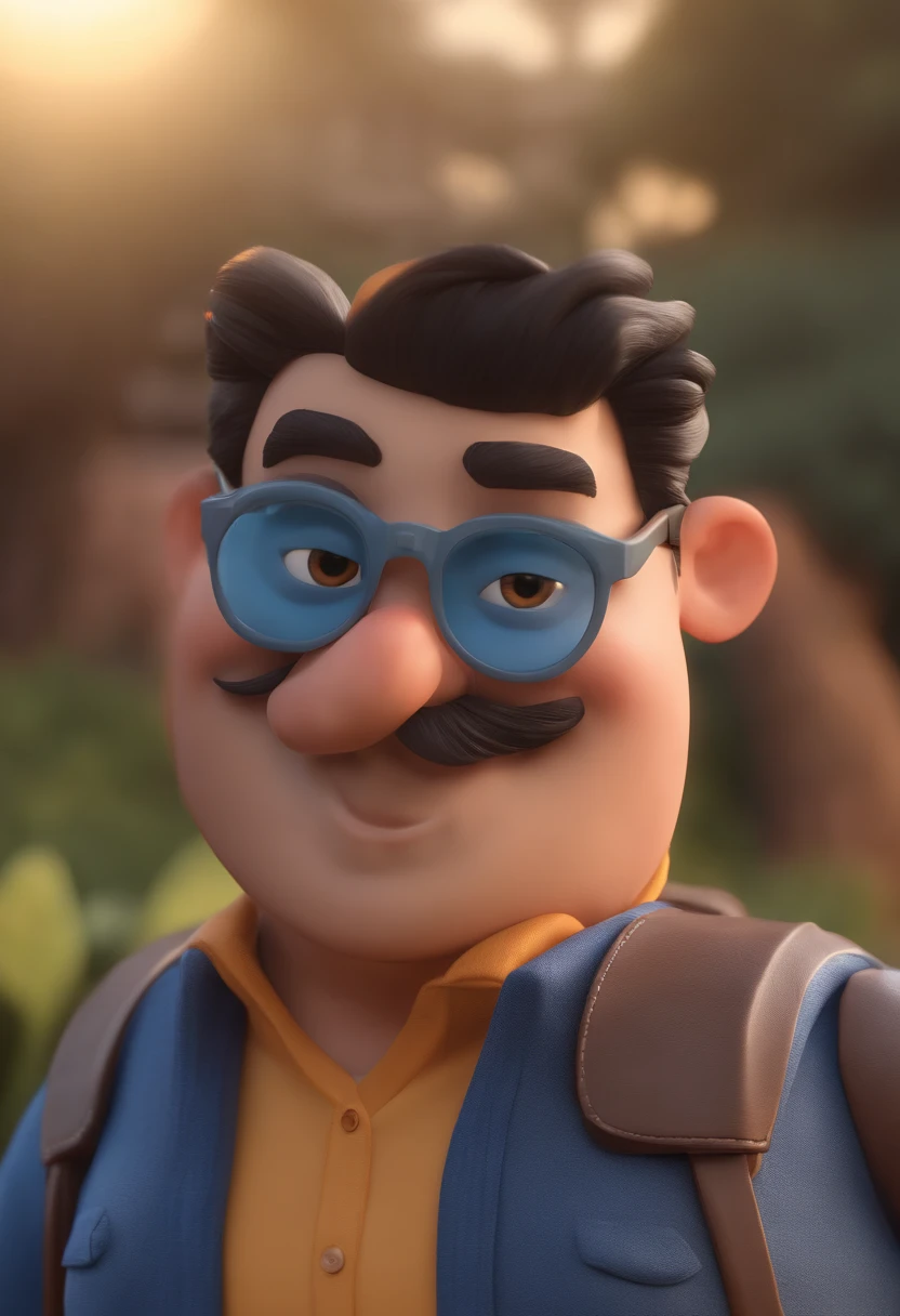 Cartoon character of a man with black glasses and a blue shirt, animation character, Caractere estilizado, animation style rendering, 3D estilizado, Arnold Maya render, 3 d render stylized, toon render keyshot, Personagem 3D, Personagem 3D, 3d rendering stylized, 3 d character render, personagem de desenho animado, Personagem de close up, Pose de personagem,  (Estilo Pixar) (master part:1.2) (Bokeh) (best quality) (pele detalhada) (textura detalhada) (8k) (argila) (Cinematic lighting) (foco nítido