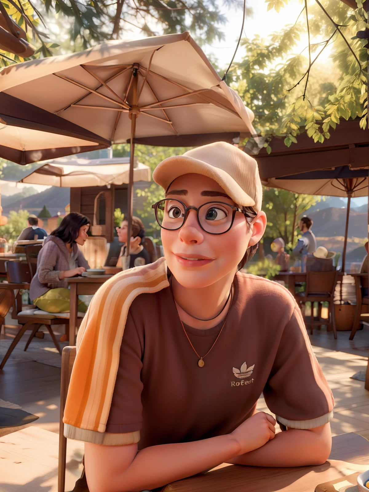(best quality,4k,8k,highres,masterpiece:1.2),ultra-detailed,(realistic,photorealistic,photo-realistic:1.37),a person sitting at a table,illustration,wooden table,detailed hands,fine textures,calm atmosphere,soft lighting,serene expression,coffee cup,books on the table,sunlight streaming through the window,fresh air,peaceful ambiance,warm colors,cozy surroundings,quiet environment
