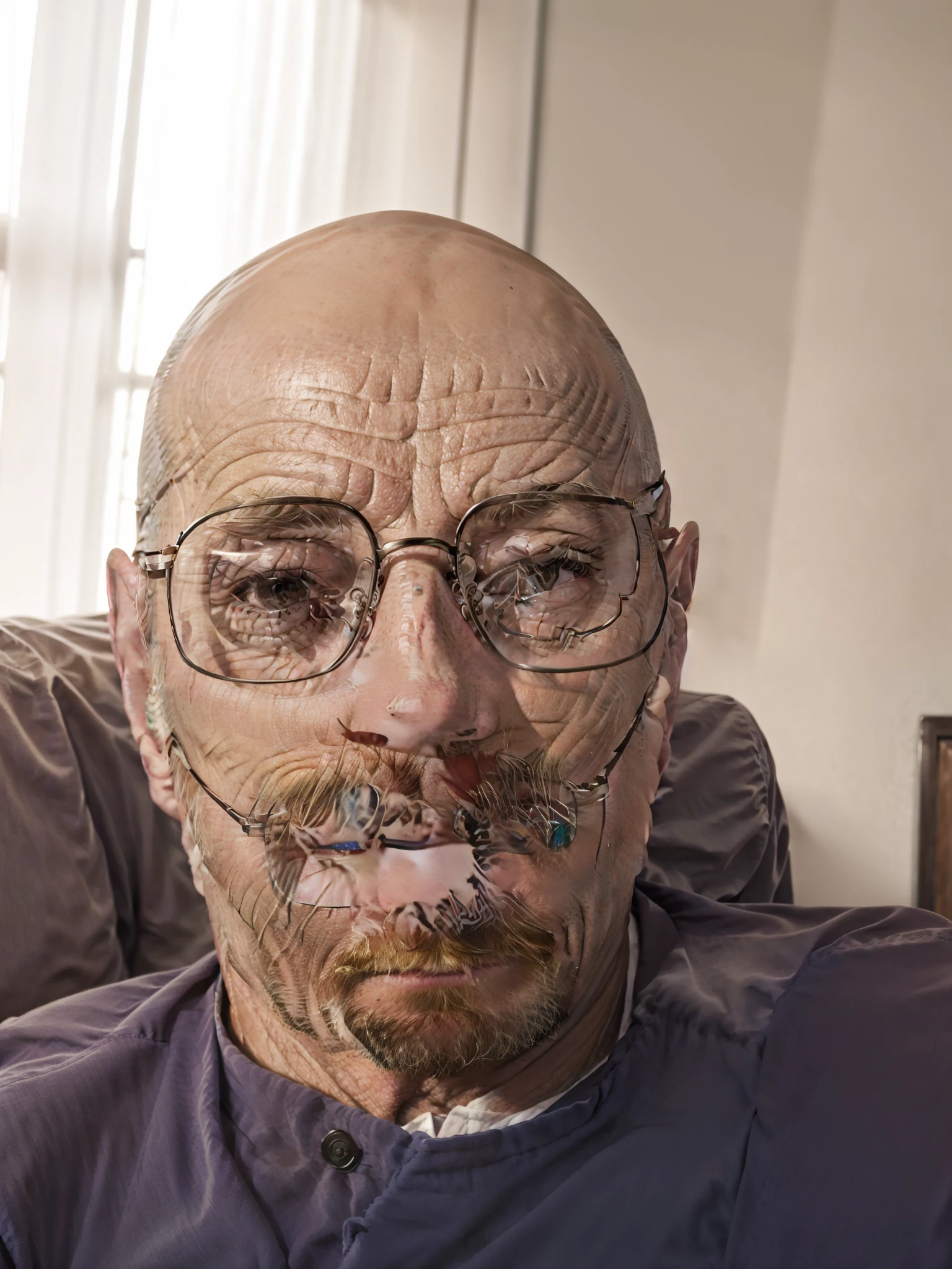 There's a bespectacled man sitting on a couch smiling, Homens de 45 anos, Fotografia selfie 8k, foto de um homem branco de 50 anos, 38 anos, 4 5 I, Homem de 4 0 anos, 3 6 anos, taken in the early 2020s, Homem de 5 0 anos, selfie de um homem