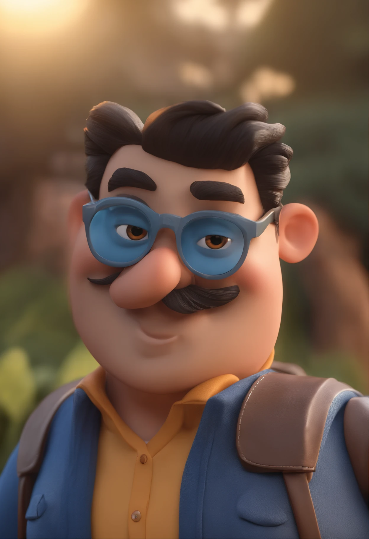 Cartoon character of a man with black glasses and a blue shirt, animation character, Caractere estilizado, animation style rendering, 3D estilizado, Arnold Maya render, 3 d render stylized, toon render keyshot, Personagem 3D, Personagem 3D, 3d rendering stylized, 3 d character render, personagem de desenho animado, Personagem de close up, Pose de personagem, (Estilo Pixar) (master part:1.2) (Bokeh) (best quality) (pele detalhada) (textura detalhada) (8k) (argila) (Cinematic lighting) (foco nítido