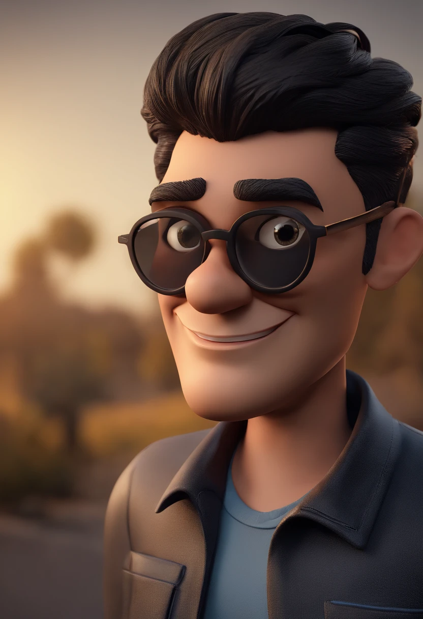Cartoon character of a man with black glasses and a black polo shirt, cabelo liso, With beard and old school tattoo on his arm, animation character, Caractere estilizado, animation style rendering, 3D estilizado, Arnold Maya render, 3 d render stylized, toon render keyshot, Personagem 3D, Personagem 3D, 3d rendering stylized, 3 d character render, personagem de desenho animado, Personagem de close up, Pose de personagem, (Estilo Pixar) (master part:1.2) (Bokeh) (best quality) (pele detalhada) (textura detalhada) (8k) (argila) (Cinematic lighting) (foco nítido