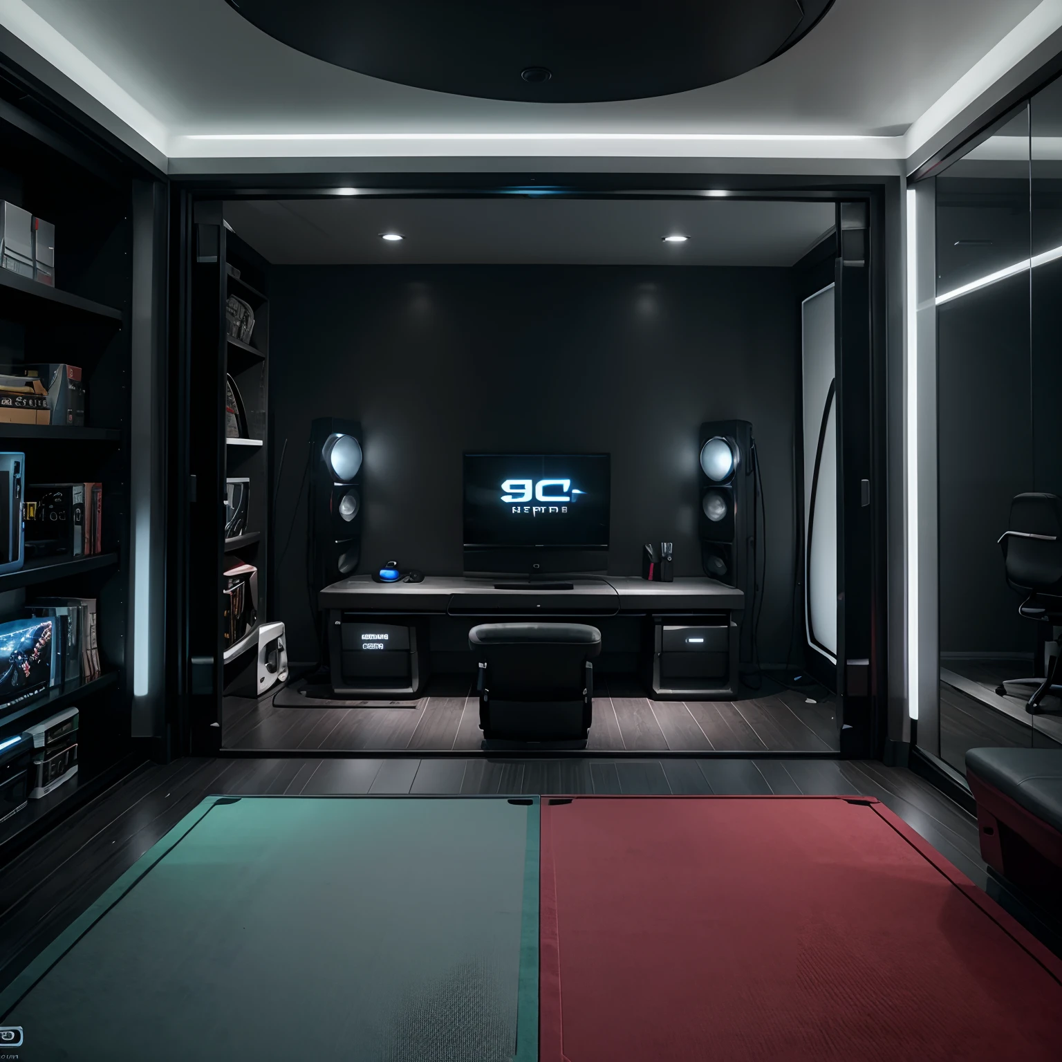 Sc-fi gaming room, 8k ultra hd