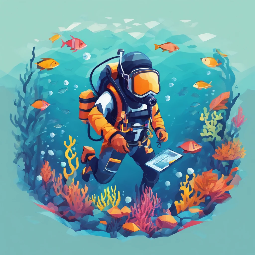scuba diver, extreme minimalism, underwater