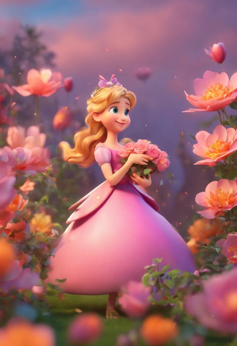 best quality, master part, fotorrealista, extremamente detalhado CG unidade 8k papel ,Disney Pixar Movie Poster, "Mother fairy holding her in her arms." Baby Fairy:Lovely, curious eyes and a radiant smile.Dress made of petals in pink and lavender. Golden hair with flowers, delicate wings.