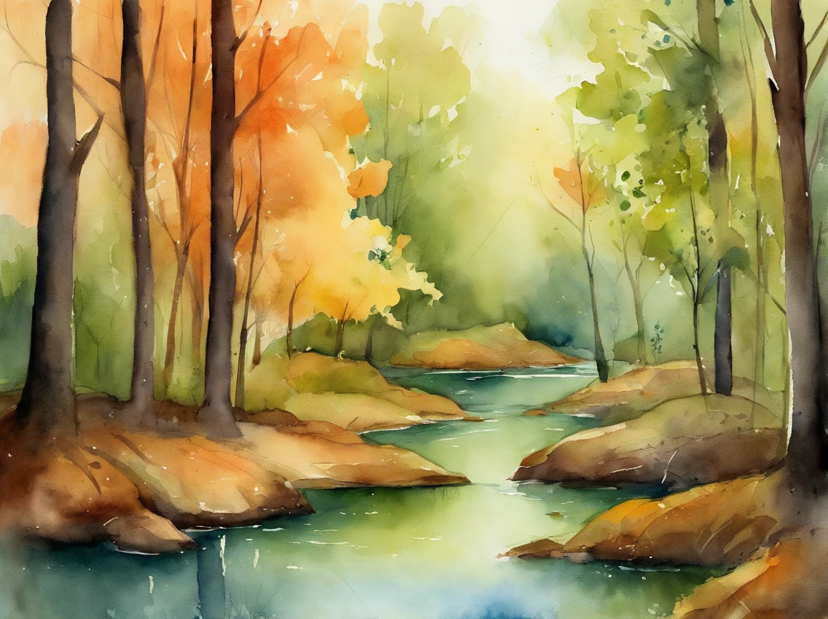 Scenery, forest interior, children's book illustration style, simple, cute, no animals, no people, no Pixar style objects. 02