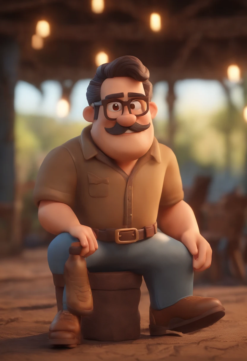 Personagem de desenho animado de um homem com barba cheia e uma camisa azul, um personagem animado, Caractere estilizado, animation style rendering, 3D estilizado, Arnold Maya render, 3 d render stylized, toon render keyshot, Personagem 3D, Personagem 3D, 3d rendering stylized, 3 d character render, personagem de desenho animado, Personagem de close up, Pose de personagem, (Estilo Pixar) (master part:1.2) (Bokeh) (best quality) (pele detalhada) (textura detalhada) (8k) (argila) (Cinematic lighting) (foco nítido,Senta e vaza a parte superior do corpo