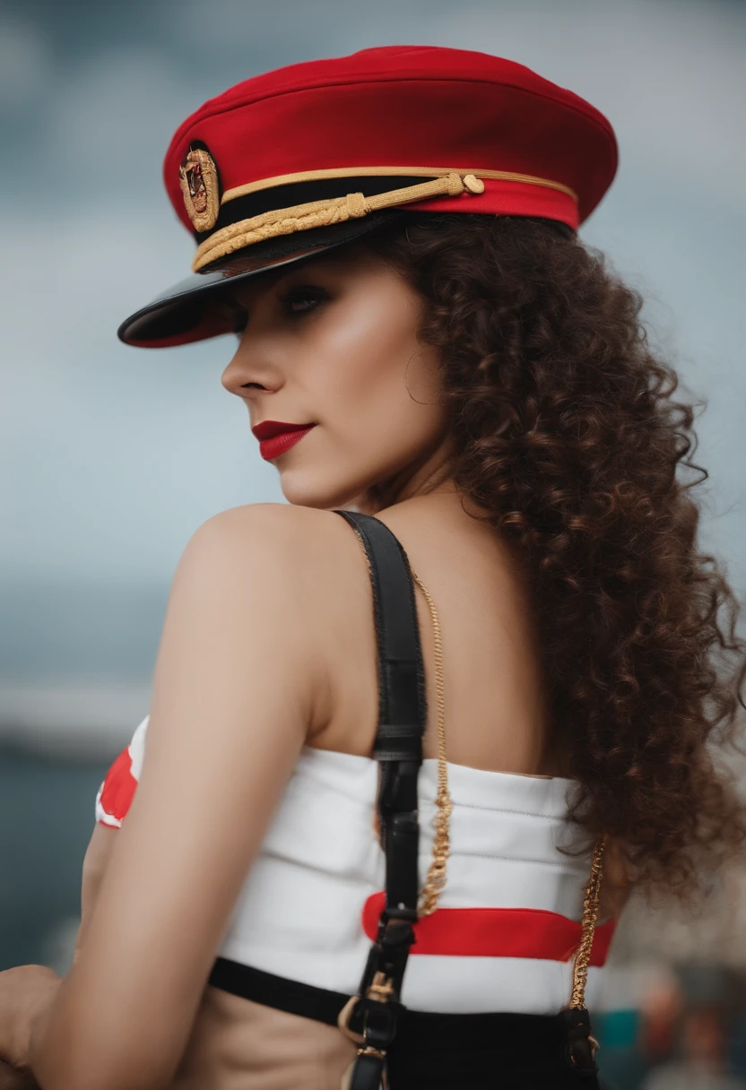 I have curly hair, military cut, I wear a black NYO York cap and I wear a flamengo team jacket