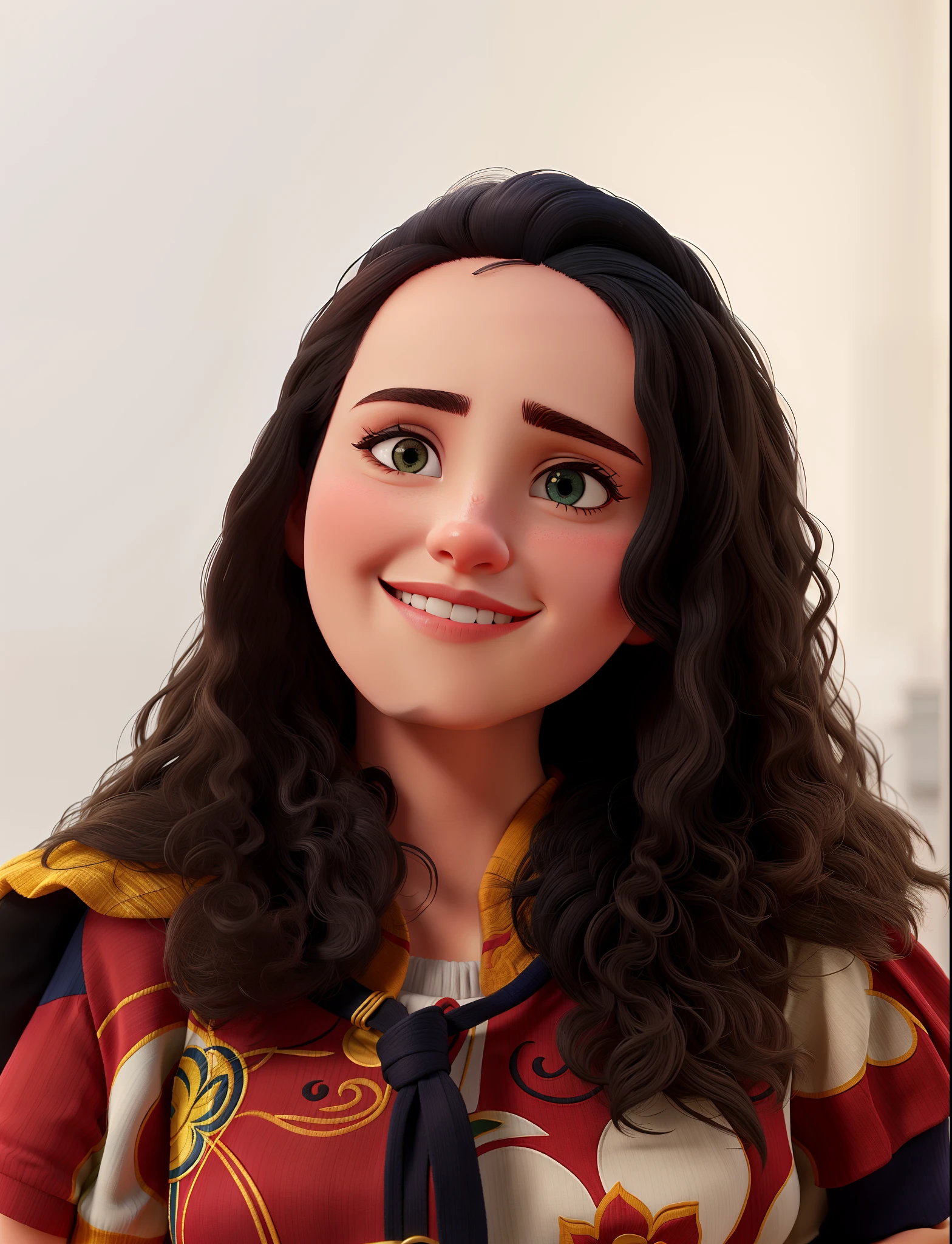 Uma mulher branca com roupa colorida, melhor qualidade