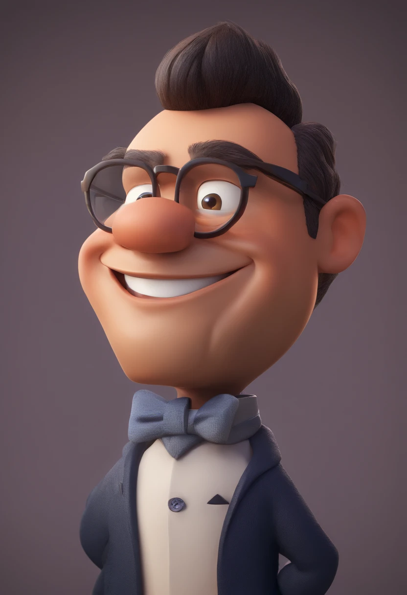 Cartoon character of a man with black glasses and a blue shirt, animation character, Caractere estilizado, animation style rendering, 3D estilizado, Arnold Maya render, 3 d render stylized, toon render keyshot, Personagem 3D, Personagem 3D, 3d rendering stylized, 3 d character render, personagem de desenho animado, Personagem de close up, Pose de personagem,  (Estilo Pixar) (master part:1.2) (Bokeh) (best quality) (pele detalhada) (textura detalhada) (8k) (argila) (Cinematic lighting) (foco nítido