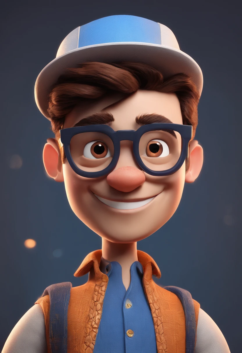 Cartoon character of a man with black glasses and a blue shirt, animation character, Caractere estilizado, animation style rendering, 3D estilizado, Arnold Maya render, 3 d render stylized, toon render keyshot, Personagem 3D, Personagem 3D, 3d rendering stylized, 3 d character render, personagem de desenho animado, Personagem de close up, Pose de personagem, (Estilo Pixar) (master part:1.2) (Bokeh) (best quality) (pele detalhada) (textura detalhada) (8k) (argila) (Cinematic lighting) (foco nítido