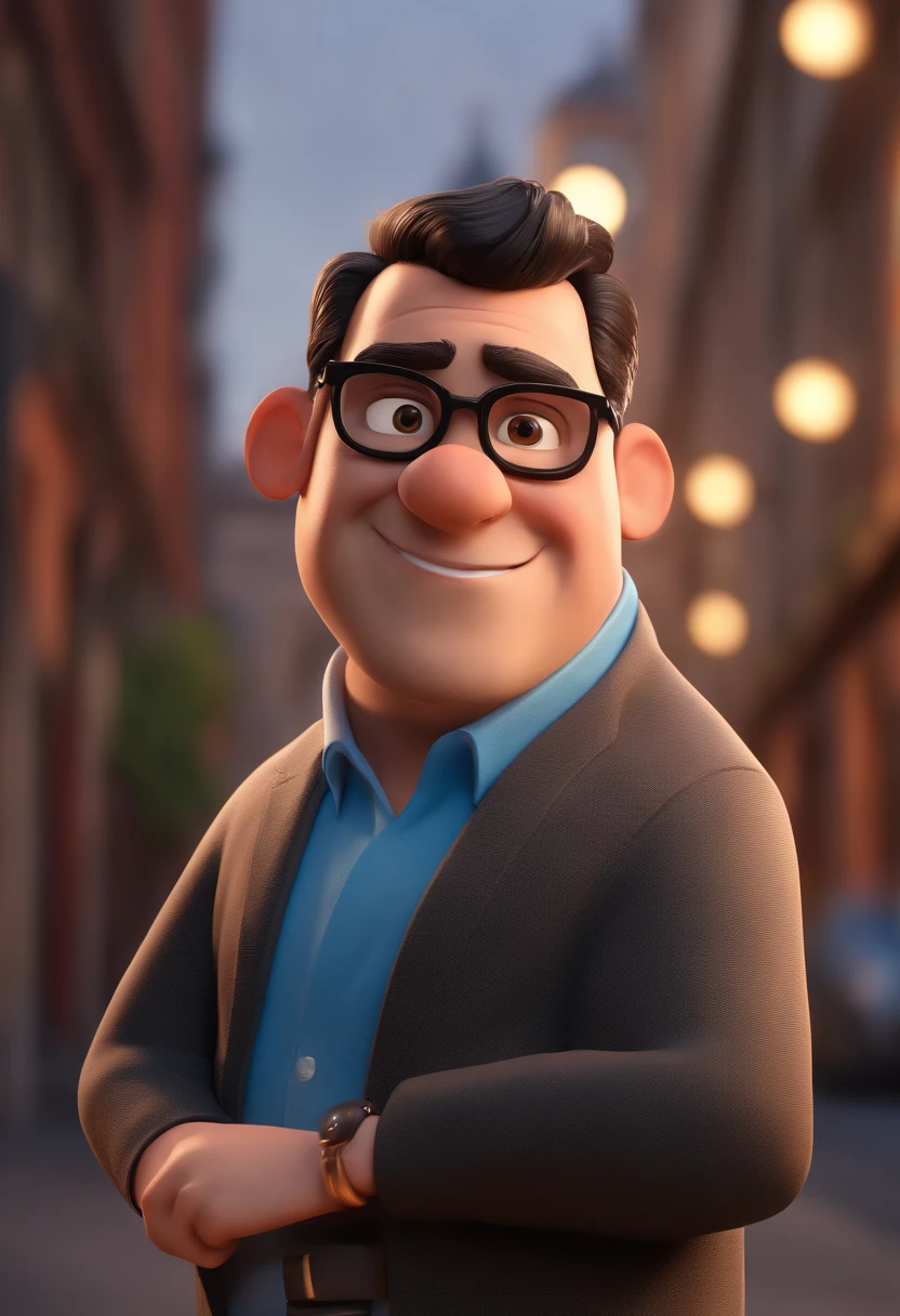 Cartoon character of a man with black glasses and a blue shirt, animation character, Caractere estilizado, animation style rendering, 3D estilizado, Arnold Maya render, 3 d render stylized, toon render keyshot, Personagem 3D, Personagem 3D, 3d rendering stylized, 3 d character render, personagem de desenho animado, Personagem de close up, Pose de personagem, (Estilo Pixar) (master part:1.2) (Bokeh) (best quality) (pele detalhada) (textura detalhada) (8k) (argila) (Cinematic lighting) (foco nítido