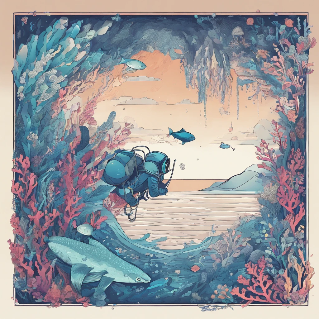 best quality, detailed, scuba diver, underwater