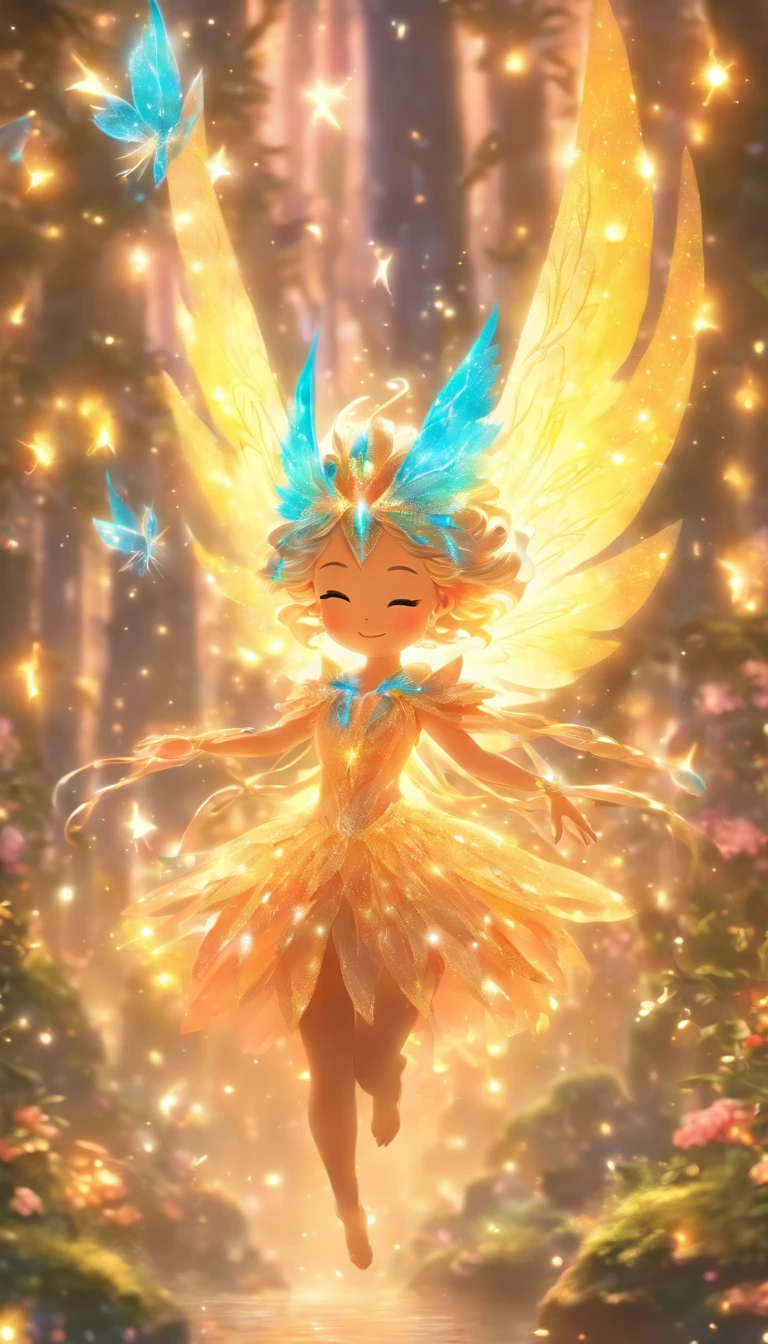 um pixie vestindo pixie armor,Flying through the magical forest,shimmering fairy powder,floating flower petals,majestosa filtragem da luz solar,folhagem lindamente texturizada,cogumelos brilhantes encantados,estrelas cintilantes,atmosfera surreal,breathtaking landscapes,detalhes extravagantes,bright ethereal wings,reino da fantasia,criaturas encantadas,Mystical aura,movimento gracioso,magic energy,pequenas joias cintilantes,dreamlike environment,Sereno e encantador,ethereal beauty,Magical adventure,cores encantadoras,Seres Encantados,Fairytale setting,Feixes de Luz Encantados,atalho spellbinding,tiny intricate details,Magical Wonderland,cheio de fantasia,sussurros encantados,floating and ethereal,leve e arejado,misterioso, mas convidativo,Trees covered with out-of-this-world vines,colorido e vibrante,A world of imagination,Fantastic elements,Flight to take the foil off,playful and mischievous,artesanato requintado,Tree spirits whispering
