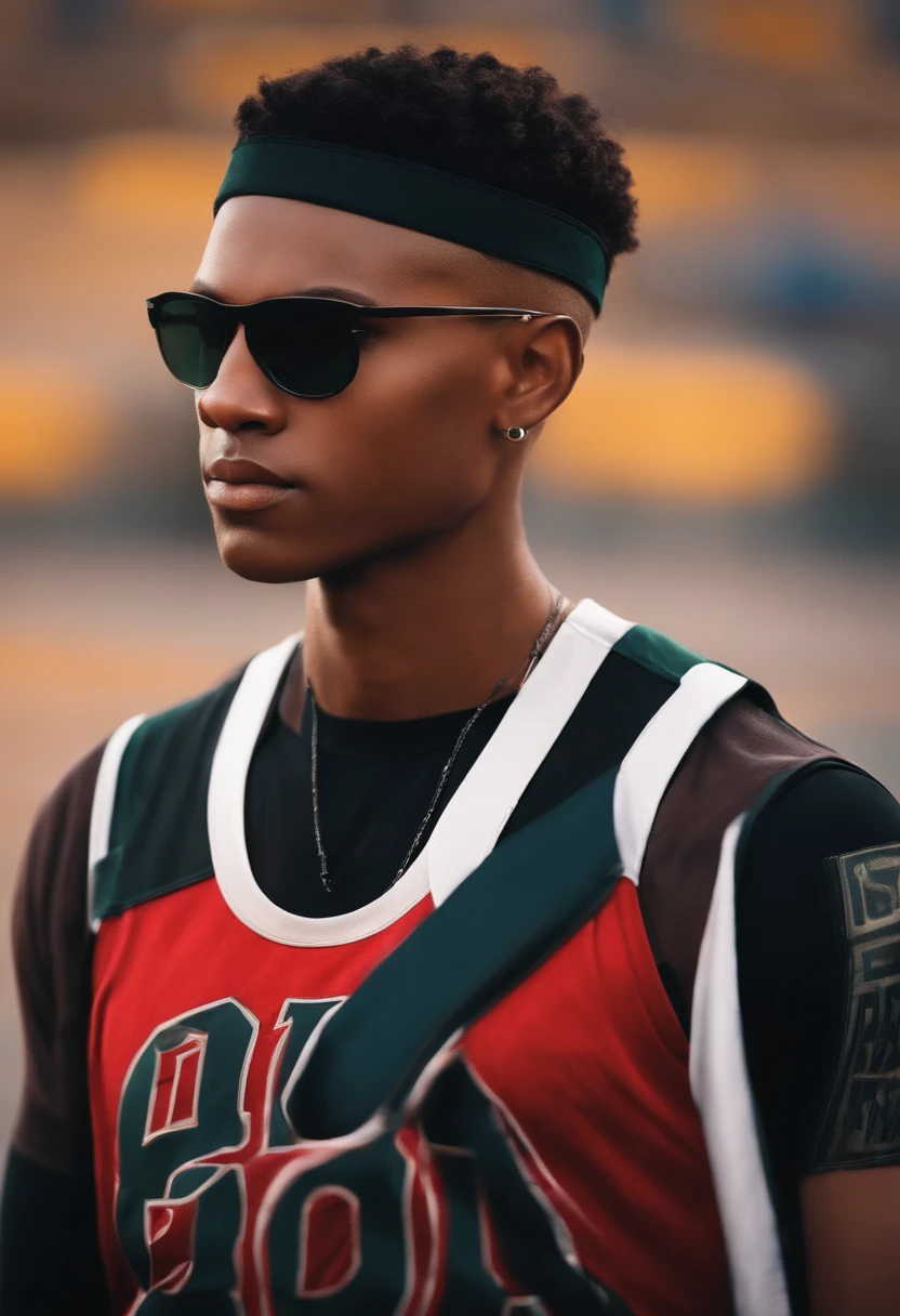 I'm a Boy avatar with short hair military cut I like a black straight brib cap I'm wearing a black basketball tank top