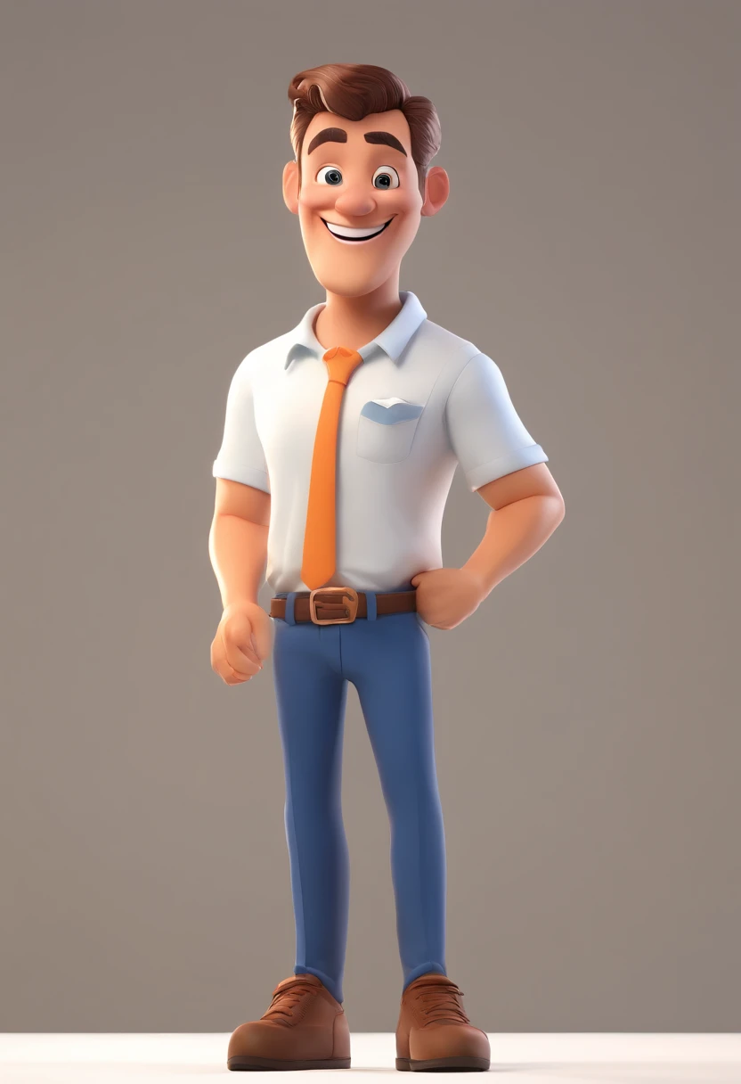 Smiling Man Illustration, sorriso insano, Homem de pele marrom com um sorriso gigante, happily smiling at the camera, sorriso atrevido, he's smiling, sorriso muito grande, Macho sorridente, foto de perfil headshot, rindo sorriso enorme, desenhando no estilo de Arte 3D, c4d, fundo de cor branco puro, estilo disney, estilo pixar render ilustracao Super Detalhe, 8k