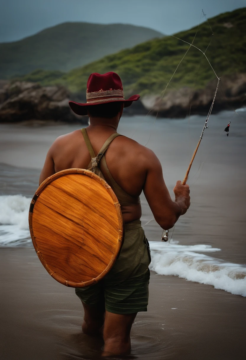 Foto de Marcelo Maciel pescando na praia