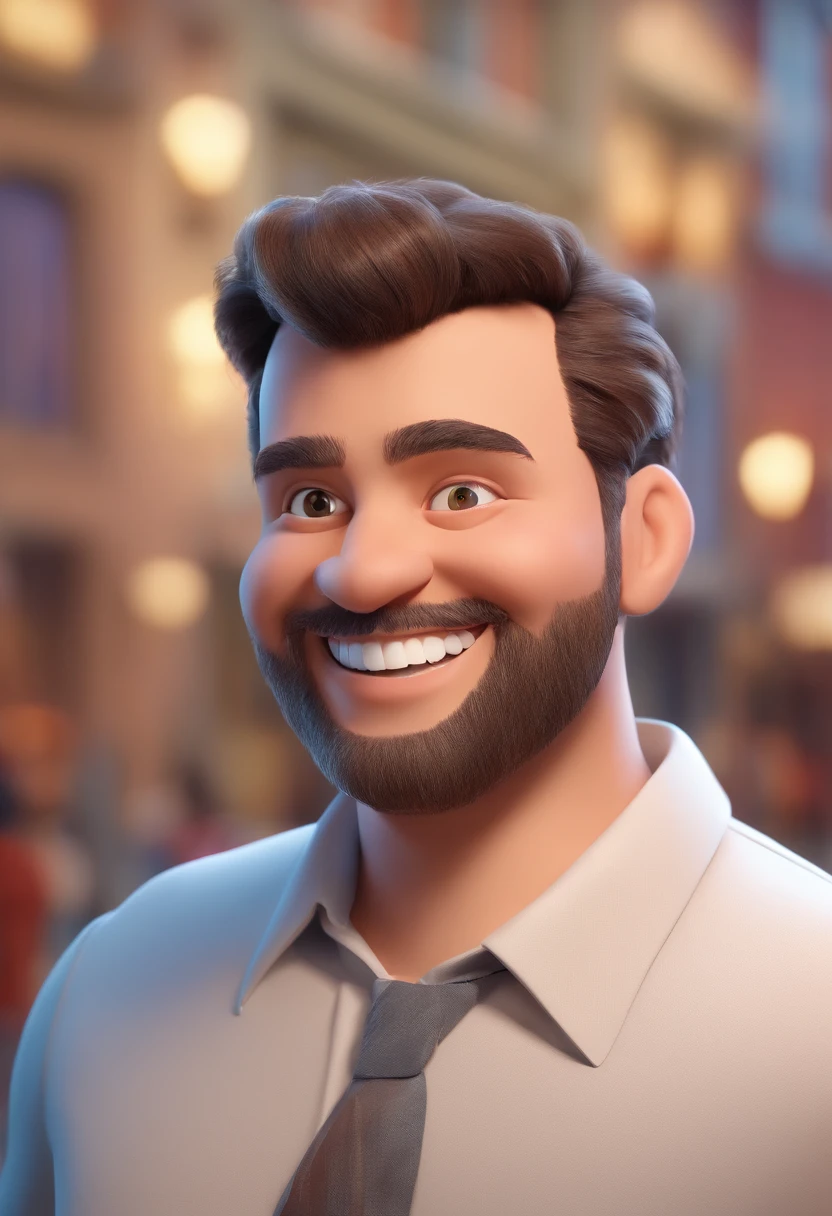 Smiling Man Illustration, sorriso insano, Homem de pele marrom com um sorriso gigante, happily smiling at the camera, sorriso atrevido, he's smiling, sorriso muito grande, Macho sorridente, foto de perfil headshot, rindo sorriso enorme, desenhando no estilo de Arte 3D, c4d, fundo de cor branco puro, estilo disney, estilo pixar render ilustracao Super Detalhe, 8k