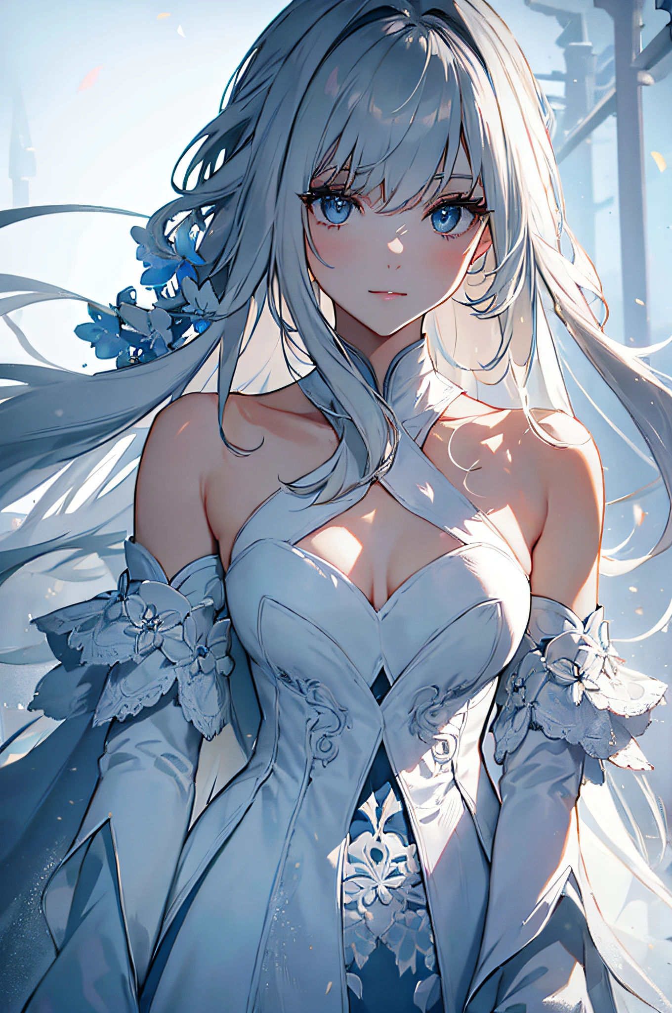 best quality,ultra-detailed,white hair,gloves,portrait,soft lighting,delicate details,realistic skin texture, smile,vibrant colors,fine brushstrokes,luminous background,ethereal atmosphere,impeccable makeup,graceful pose,gentle personality,sleek design,high fashion,classic elegance,subtle patterns,textured fabric,dark background,contrast,contrast,contrast,meticulous attention to detail,neutral color palette,dreamy vibe,sublime beauty,sophisticated style,subdued lighting,artistically composed,graceful movement,pure and refined aesthetics,high-class allure,emblem of sophistication,sublime charm,timeless elegance,radiant presence,exquisite craftsmanship,soft and ethereal imagery,sensual and mysterious,white lace veil,majestic and alluring silhouette,intense gaze.