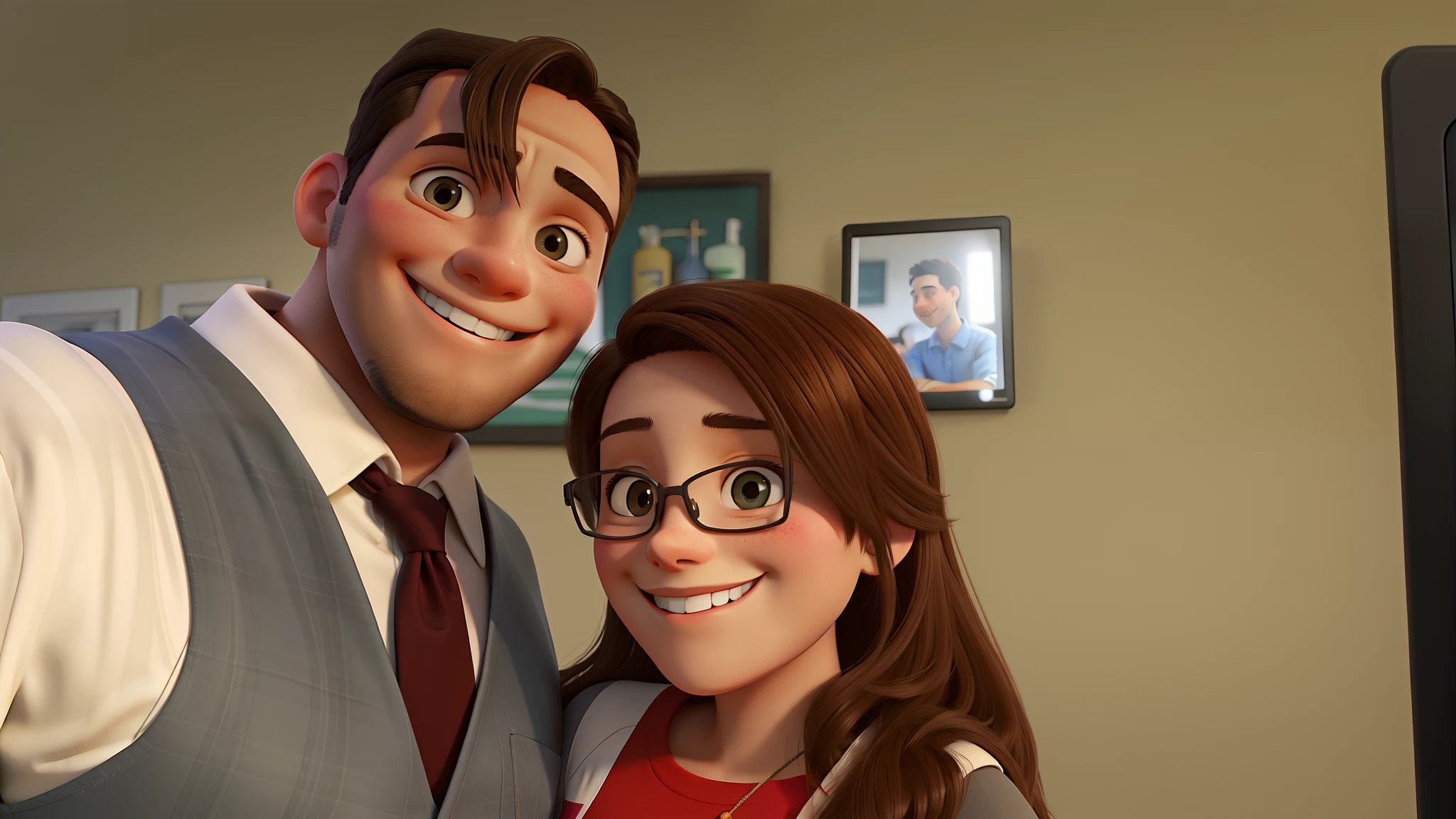Hugging couple smiling at a selfi
