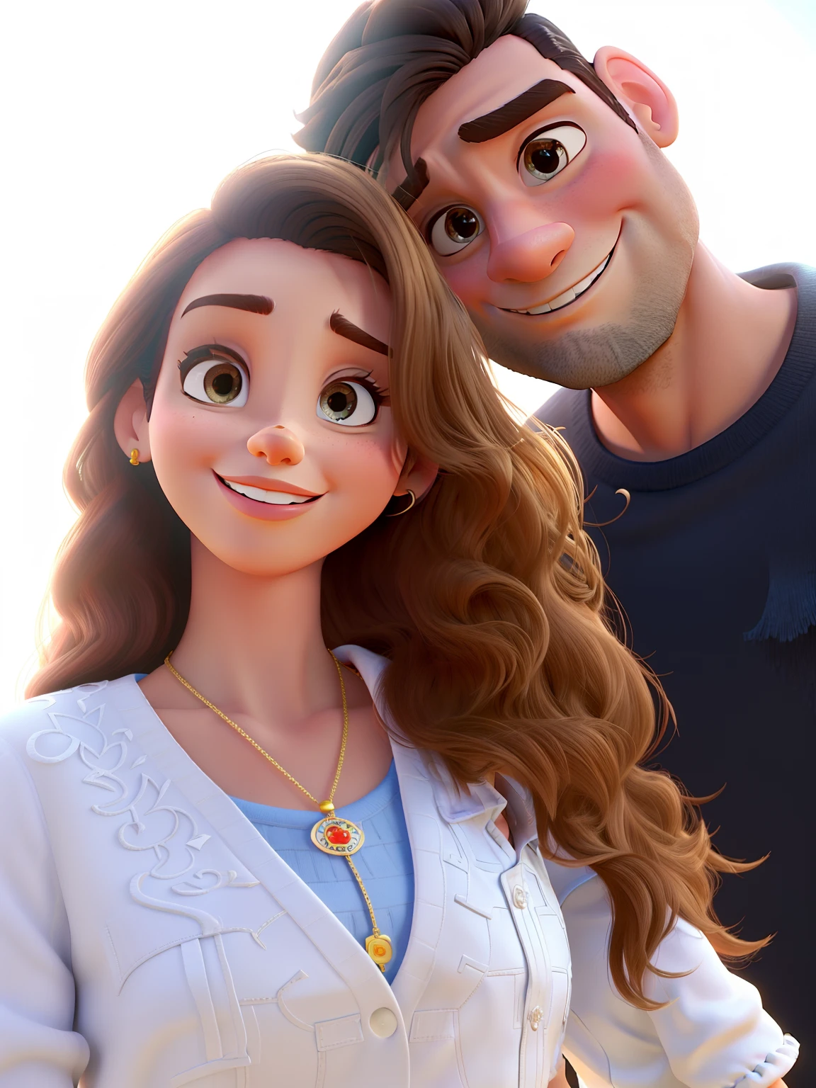 casal homem e mulher no estilo Disney Pixar, alta qualidade, melhor qualidade
