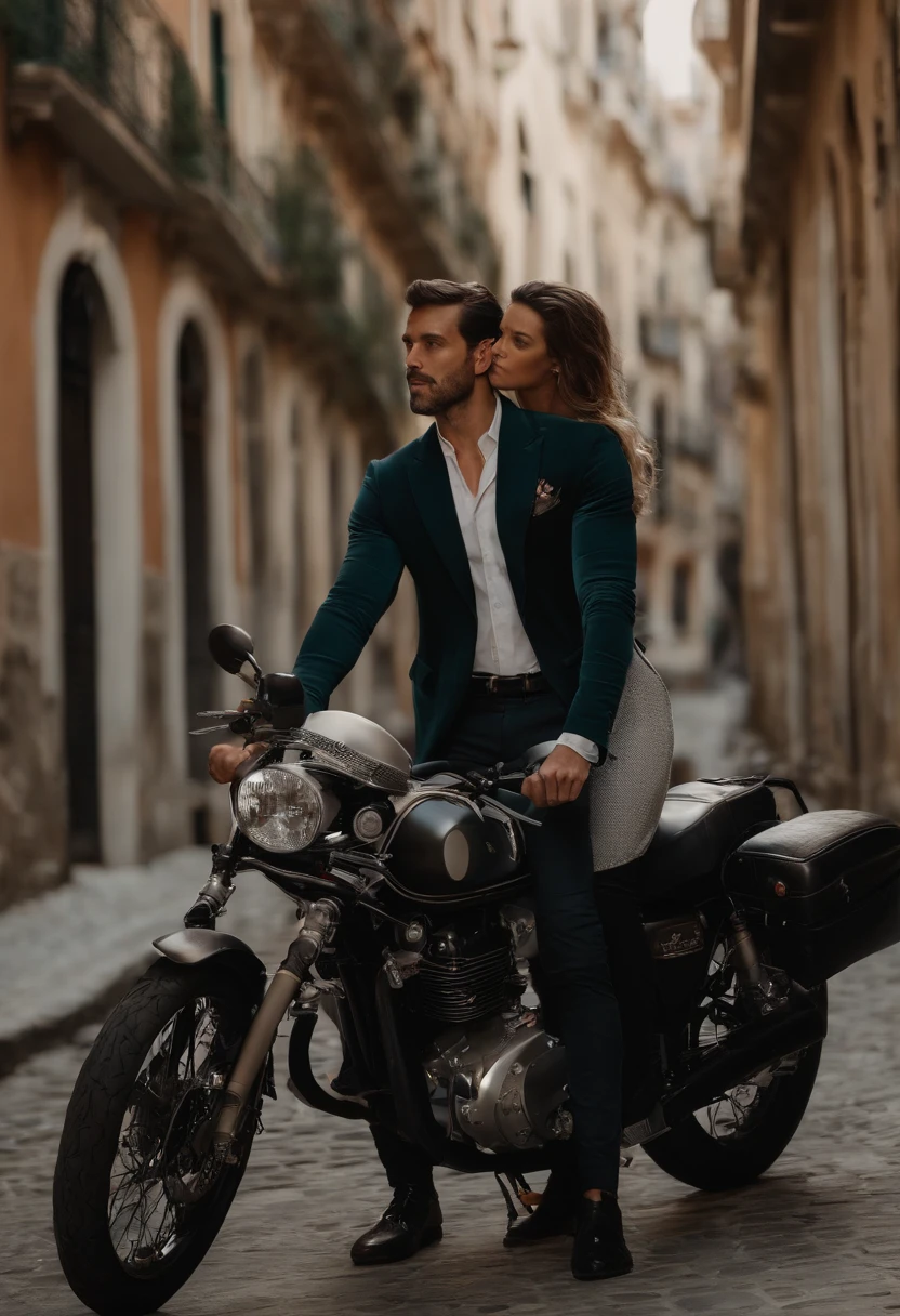 there is a man and woman standing next to a motorcycle, touring, by Romain brook, by Matteo Pérez, by Sam Dillemans, caroline gariba, by Luis Miranda, by Caro Niederer, by Ceferí Olivé, andrea rocha, by Teresa Fasolino, by Amelia Peláez, by Gabriel Ba, by Fernando Gerassi