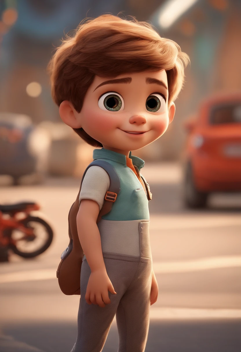 a happy cute standing short hair, vestindo uma fantasia espacial, , fundo branco, barnet, Tom, Estilo Pixar, ....3d, desenhos animados, rosto detalhado, asymmetrical 16k