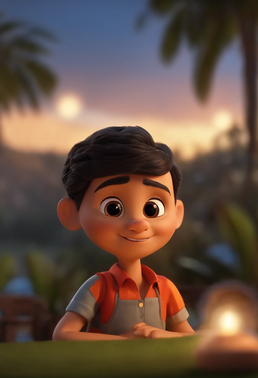 Garoto, estilo disney, tom de pele: parda clara: Cabelo: preto, liso, curto, penteado para o lado direito. camisa: social, Cor branca. Fundo: Gray and white gradient,Comemorando, Hands raised, sorrindo, feliz, (estilo pixar) (obra-prima:1.2) (bokeh) (melhor qualidade) (pele detalhada) (textura detalhada) (8k) (claymation) (cinematic lighthing) (foco nítido