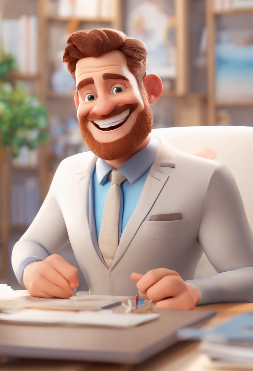 Smiling Man Illustration, sorriso insano, Homem de pele marrom com um sorriso gigante, happily smiling at the camera, sorriso atrevido, he's smiling, sorriso muito grande, Macho sorridente, foto de perfil headshot, rindo sorriso enorme, desenhando no estilo de Arte 3D, c4d, fundo de cor branco puro, estilo disney, estilo pixar render ilustracao Super Detalhe, 8k