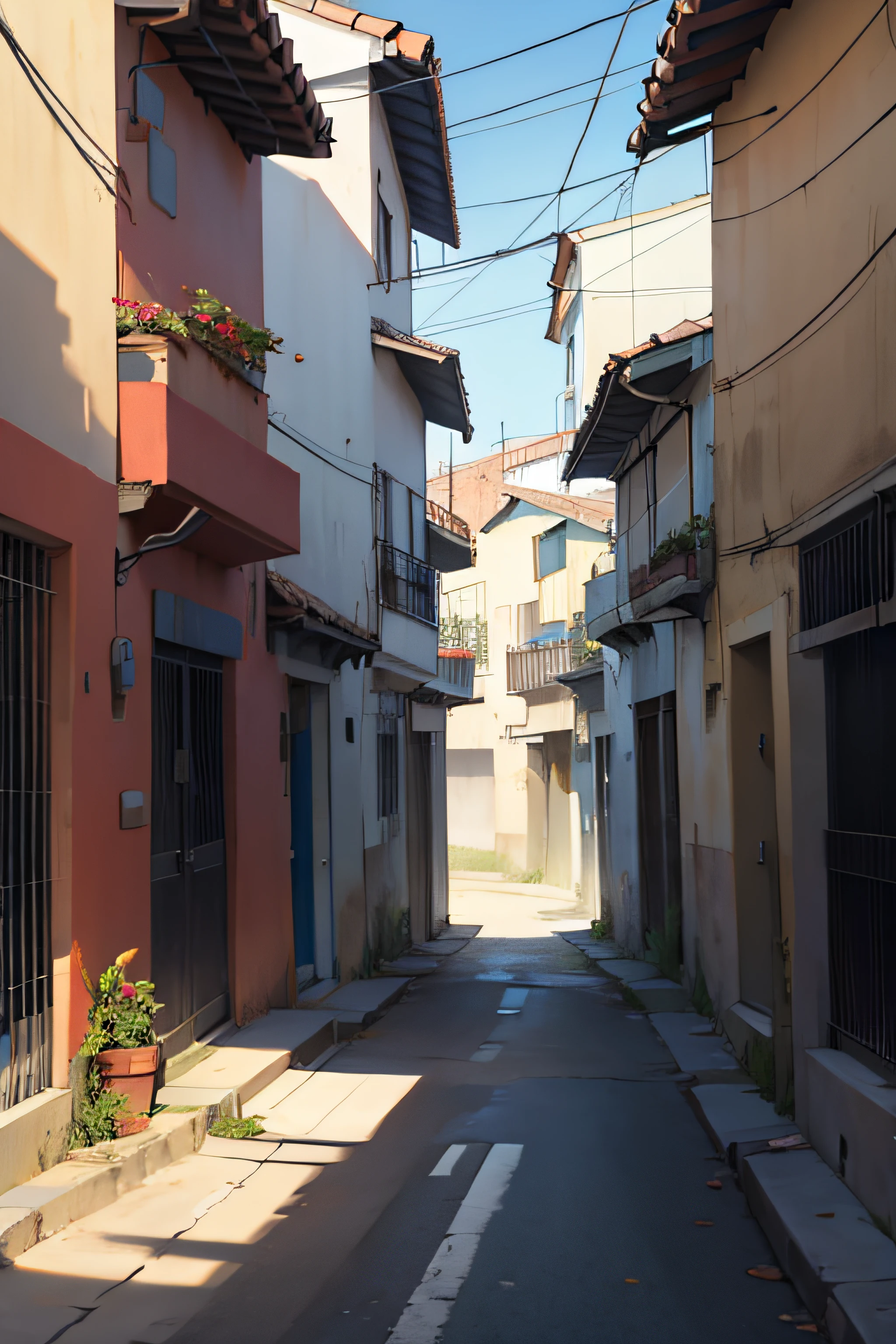 calle sola con basura en el fondo